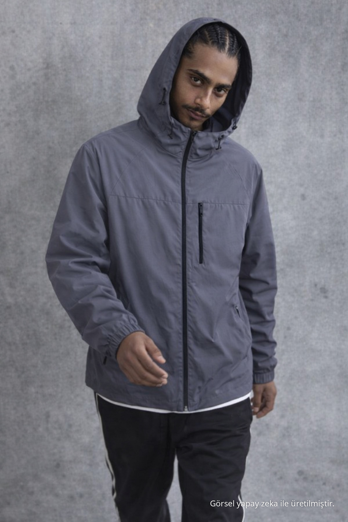 Erkek Premium Comfort Oversize Füme Yağmurluk & Rüzgarlık 4