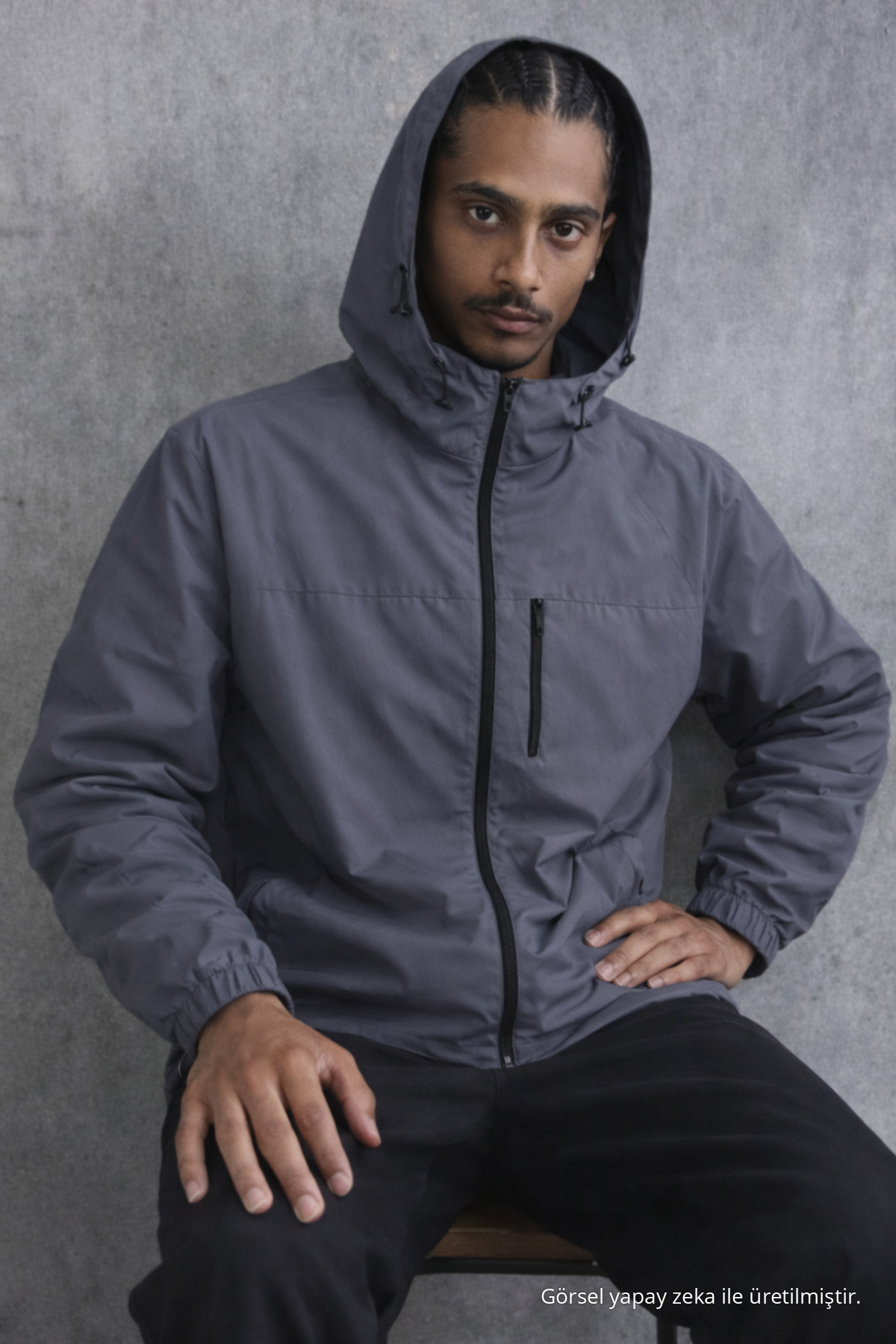 Erkek Premium Comfort Oversize Füme Yağmurluk & Rüzgarlık 5