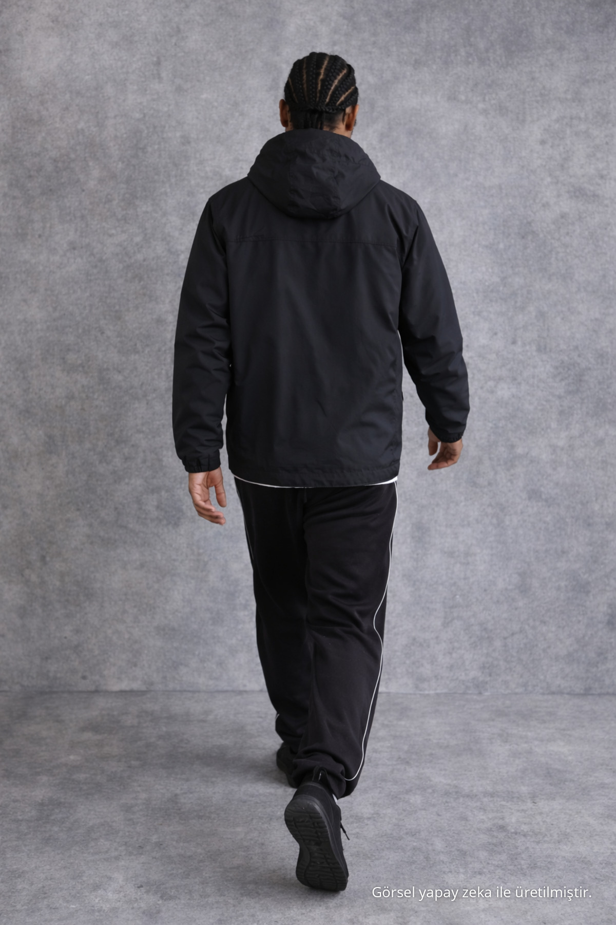 Erkek Premium Comfort Oversize Siyah Yağmurluk & Rüzgarlık 6