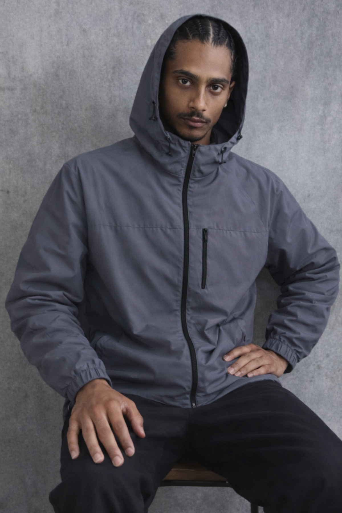 Erkek Premium Comfort Oversize Füme Yağmurluk & Rüzgarlık 5