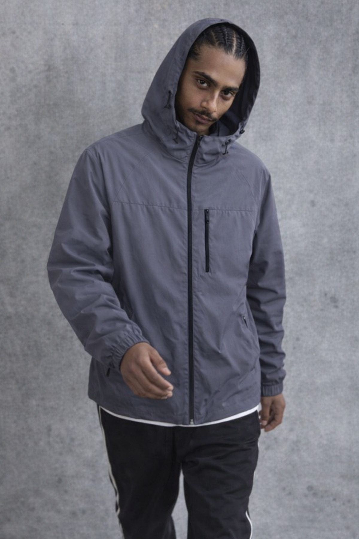 Erkek Premium Comfort Oversize Füme Yağmurluk & Rüzgarlık 4