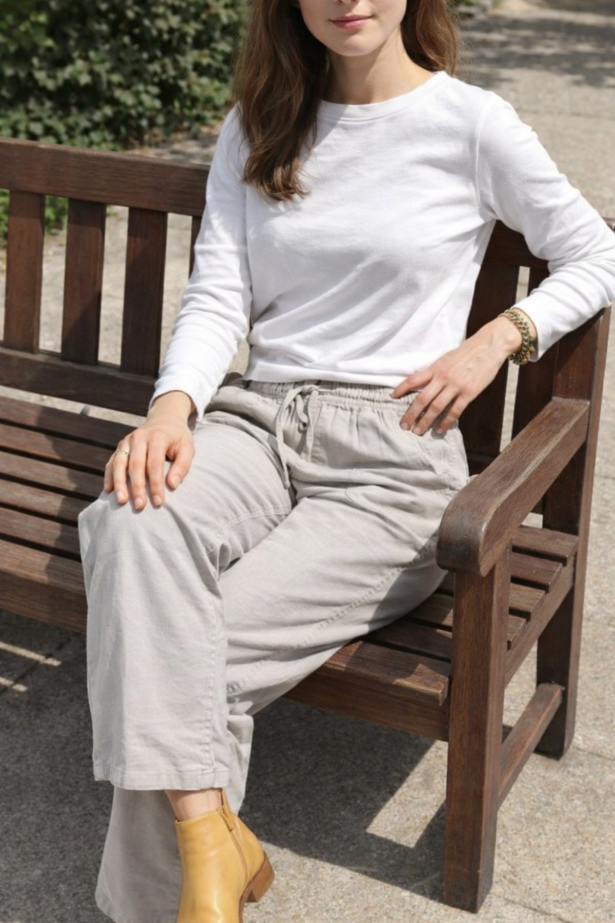 Kadın Relax Fit Yazlık Salaş Kahve Keten Pantolon 5