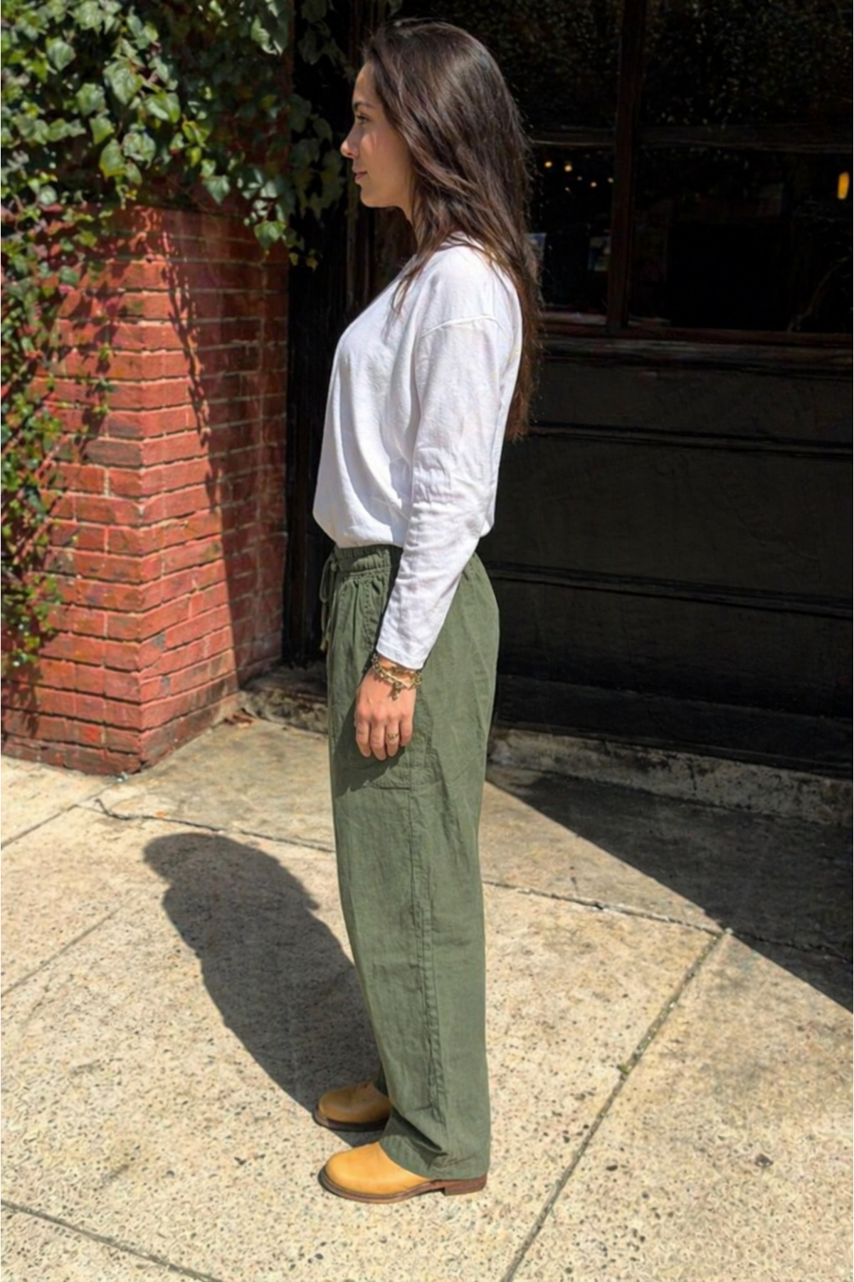 Kadın Relax Fit Yazlık Salaş Kahve Keten Pantolon 4