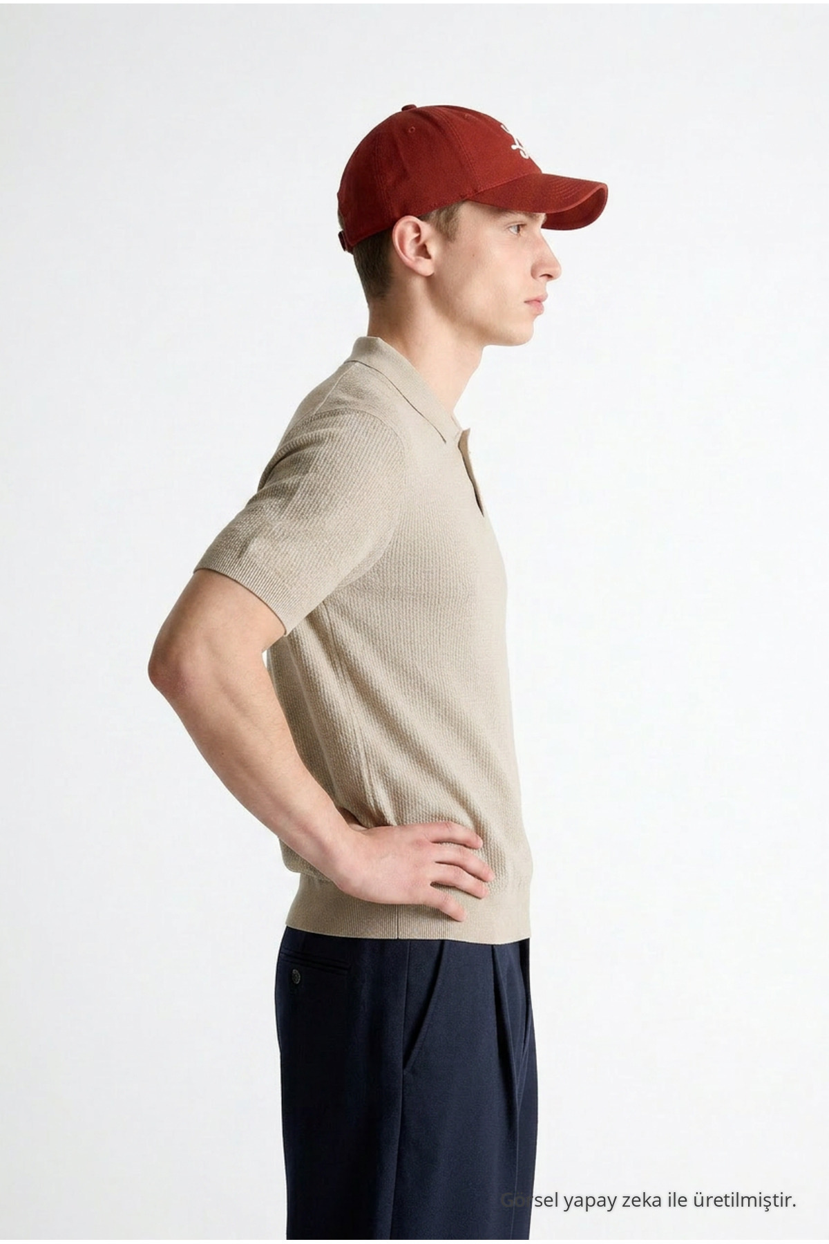 Erkek Premium Comfort Dokulu Bej Polo Yaka T Shirt 4