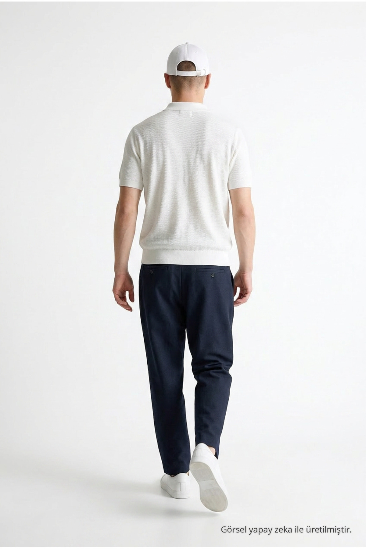 Erkek Premium Comfort Dokulu Beyaz Polo Yaka T Shirt 5
