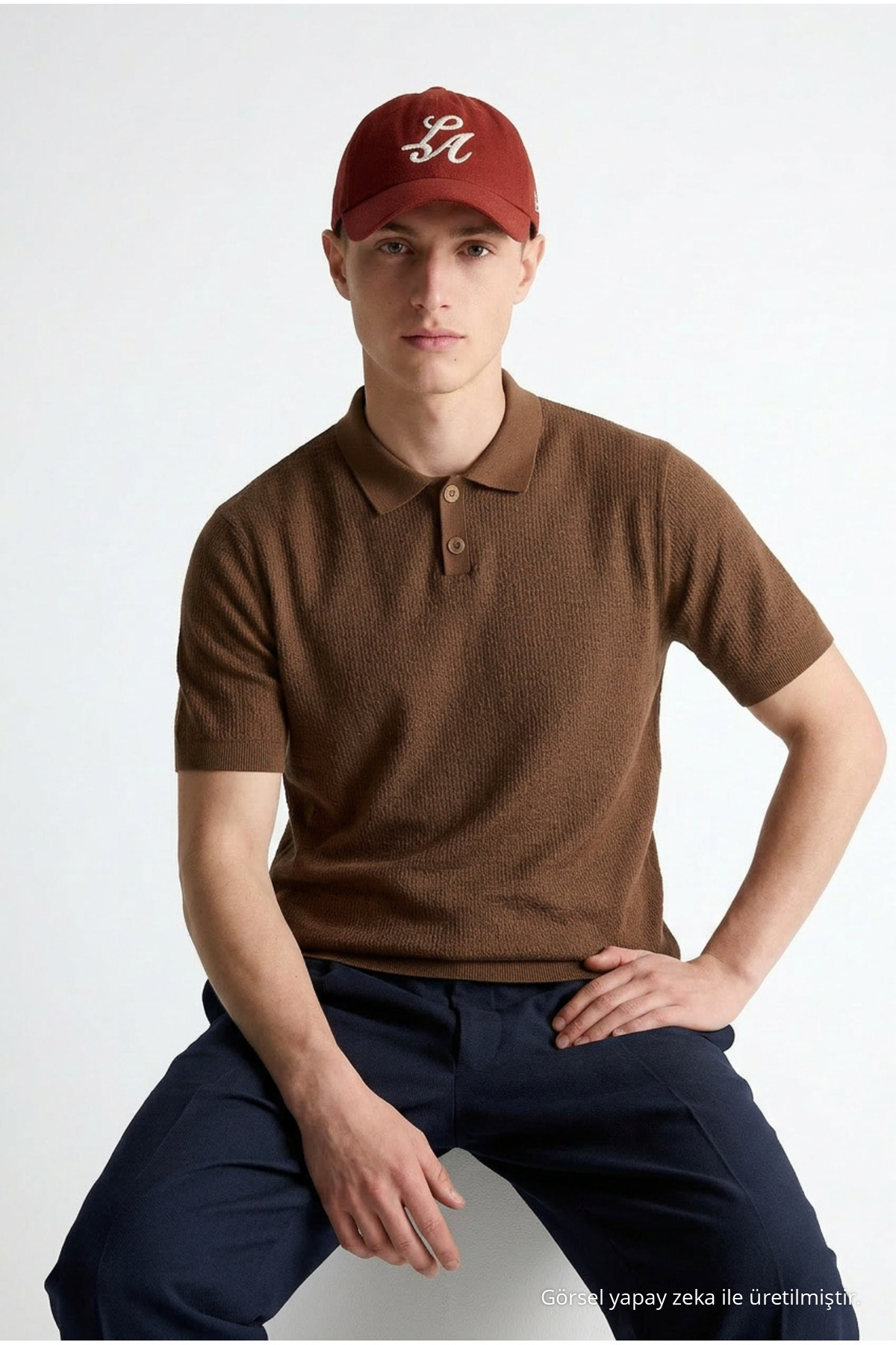 Erkek Premium Comfort Dokulu Kahve Polo Yaka T Shirt 3