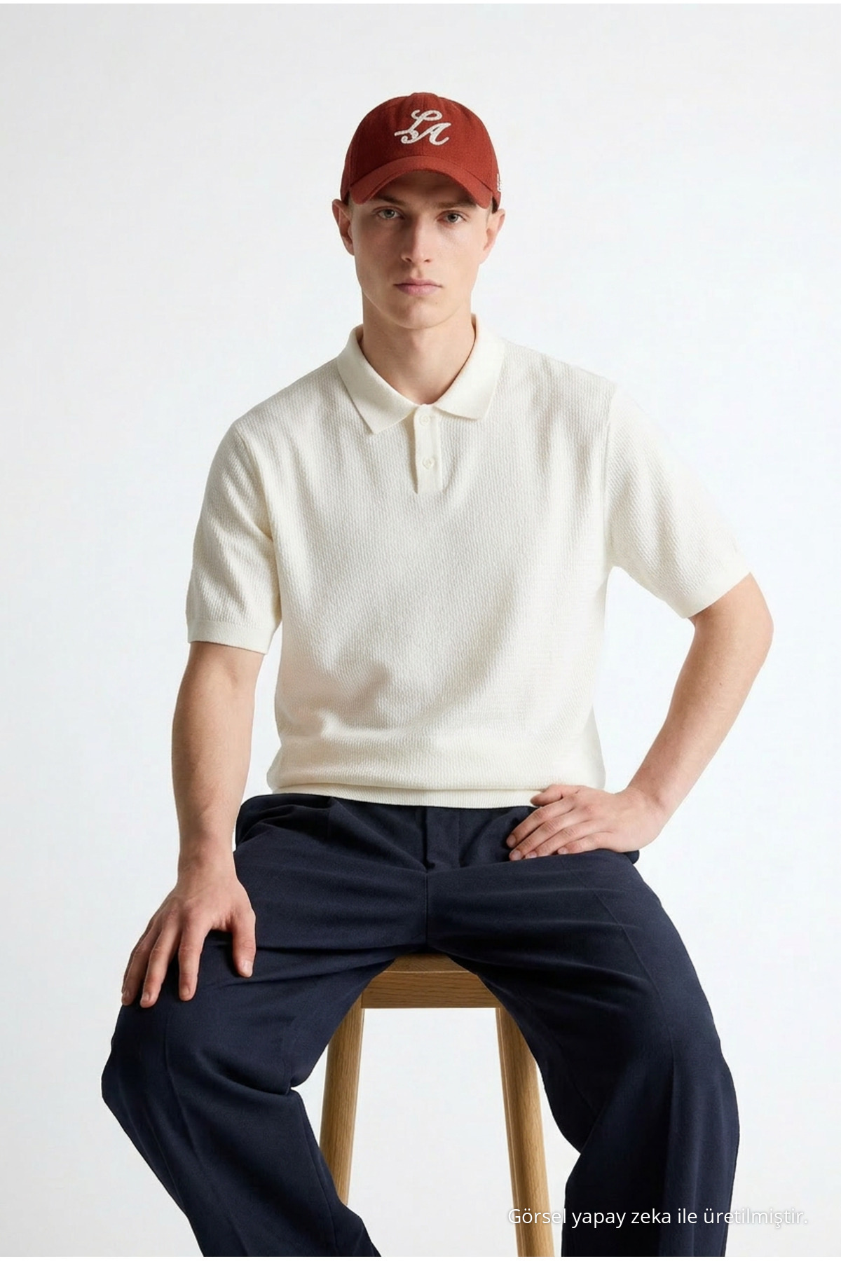 Erkek Premium Comfort Dokulu Krem Polo Yaka T Shirt 3