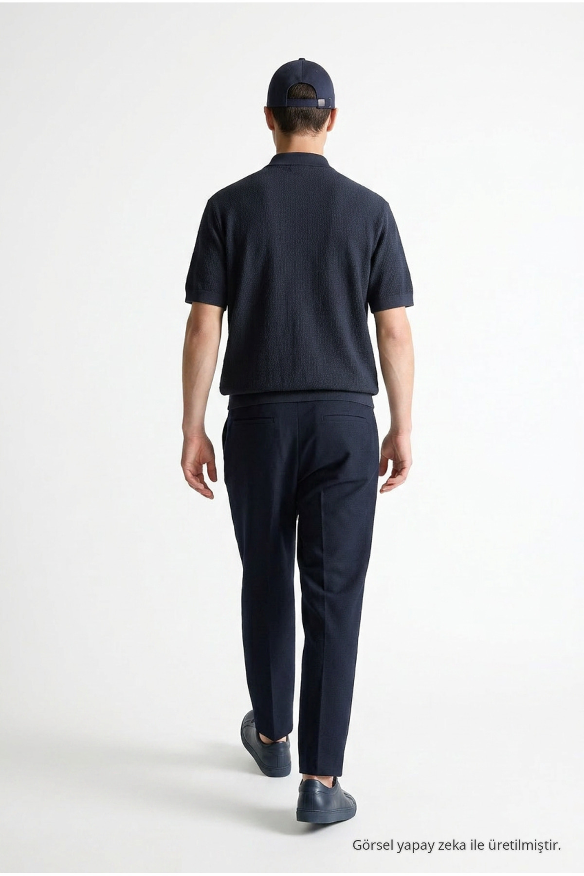 Erkek Premium Comfort Dokulu lacivert Polo Yaka T Shirt 5