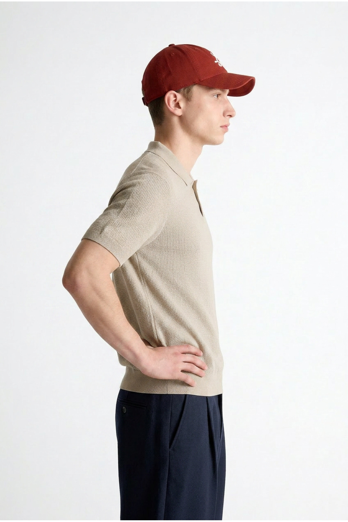 Erkek Premium Comfort Dokulu Bej Polo Yaka T Shirt 5
