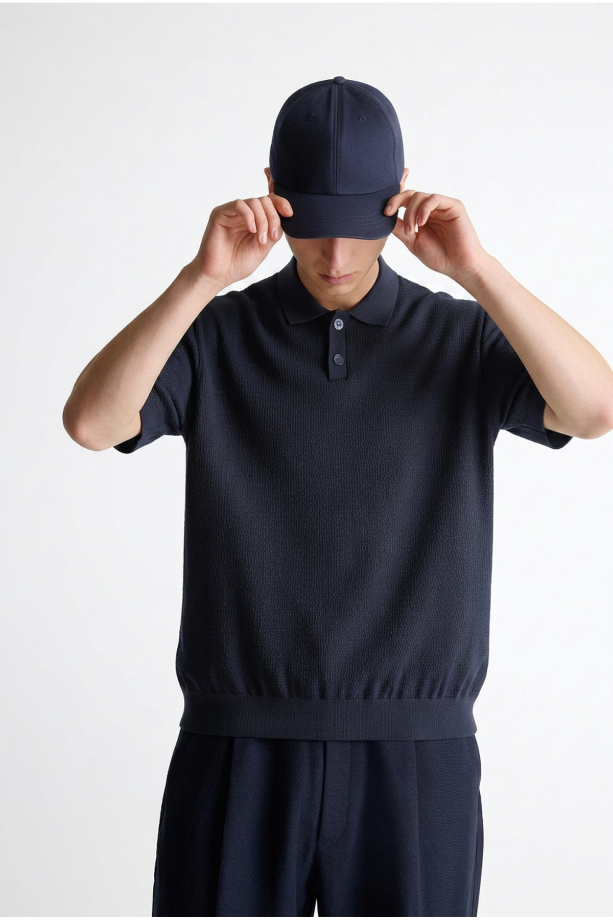 Erkek Premium Comfort Dokulu Lacivert Polo Yaka T Shirt 6