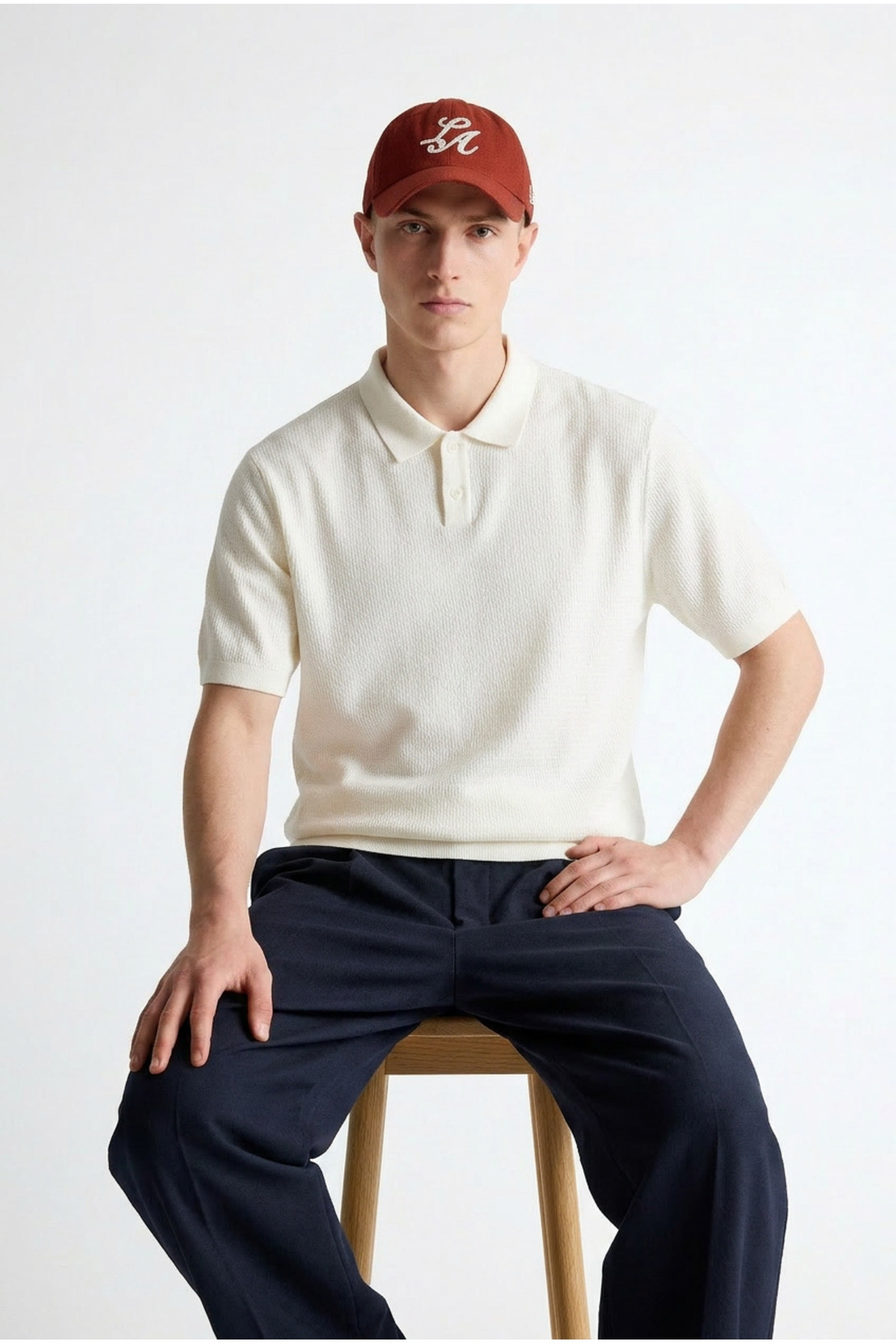 Erkek Premium Comfort Dokulu Krem Polo Yaka T Shirt 4