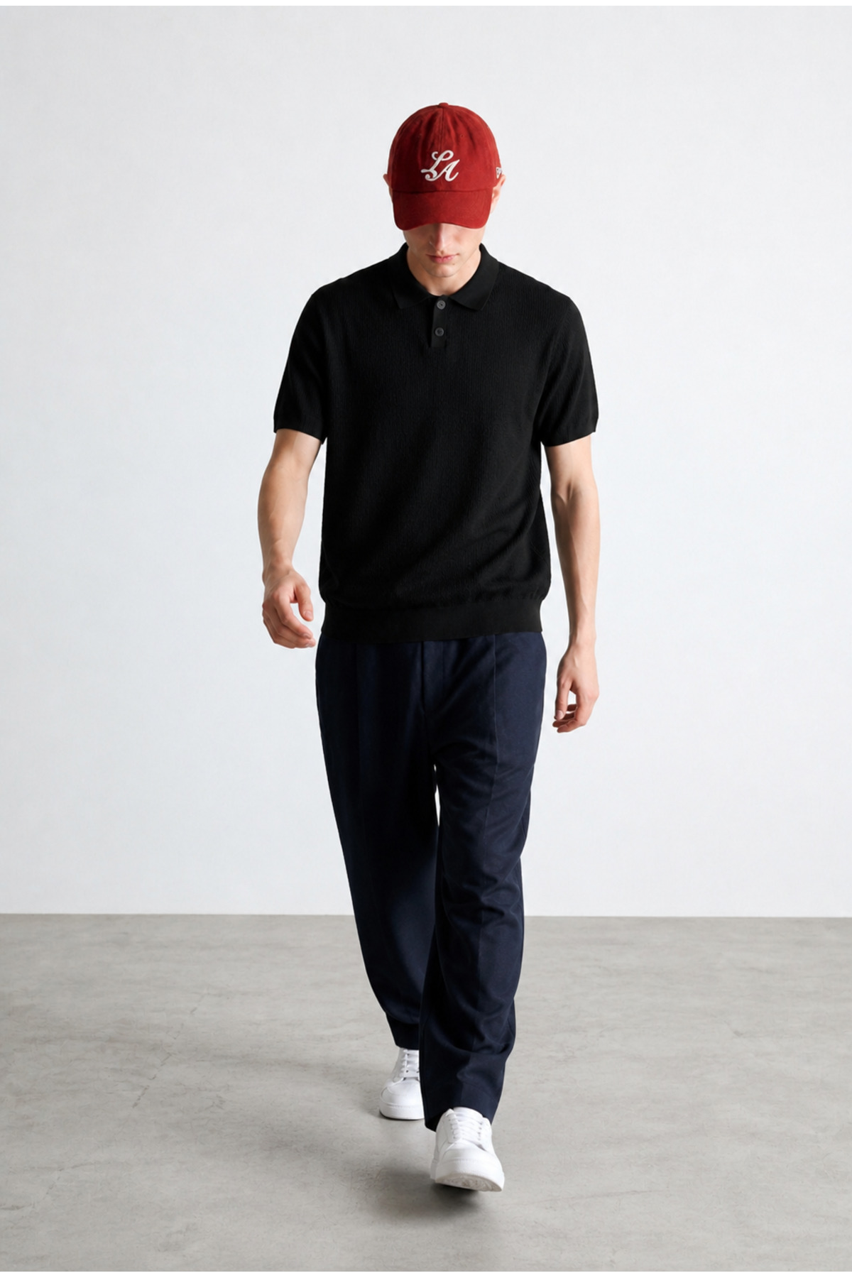 Erkek Premium Comfort Dokulu Siyah Polo Yaka T Shirt 4