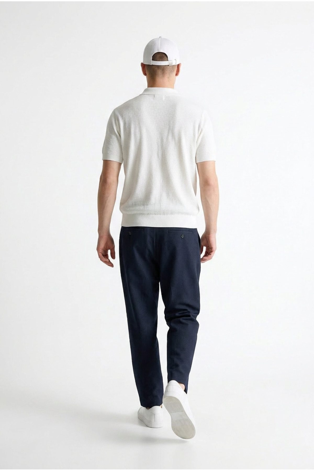 Erkek Premium Comfort Dokulu Beyaz Polo Yaka T Shirt 7