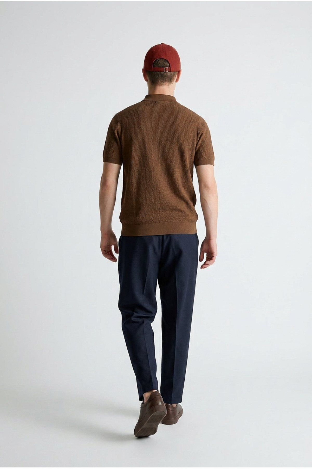Erkek Premium Comfort Dokulu Kahverengi Polo Yaka T Shirt 7