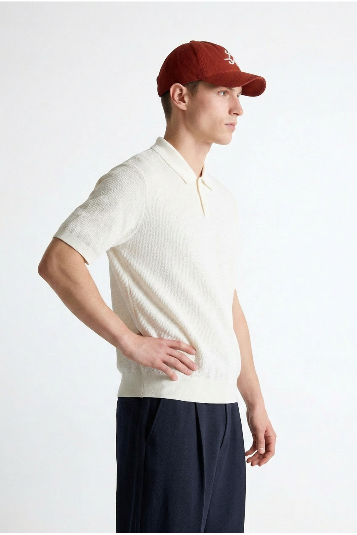 Erkek Premium Comfort Dokulu Krem Polo Yaka T Shirt 5