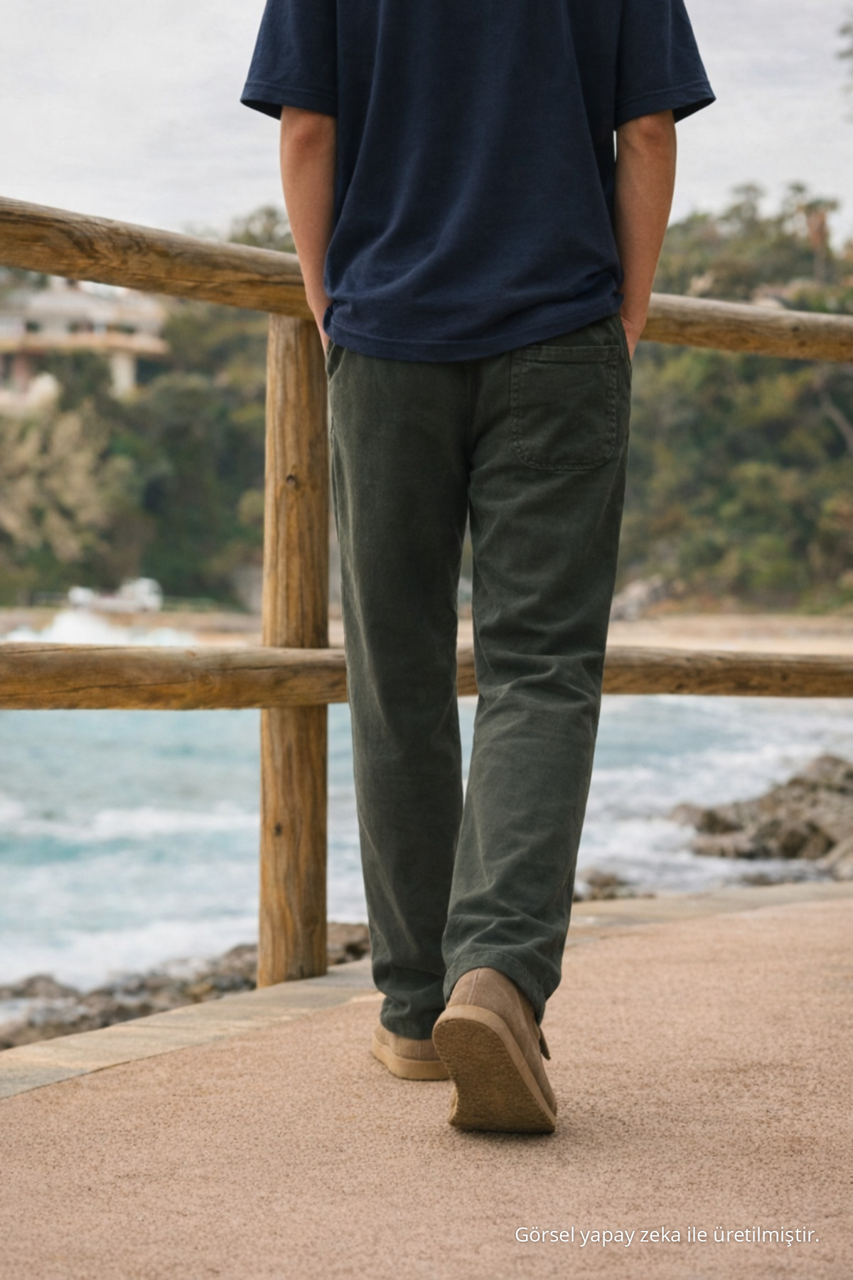 Erkek Relax Fit Yazlık Salaş Koyu Keten Pantolon 6