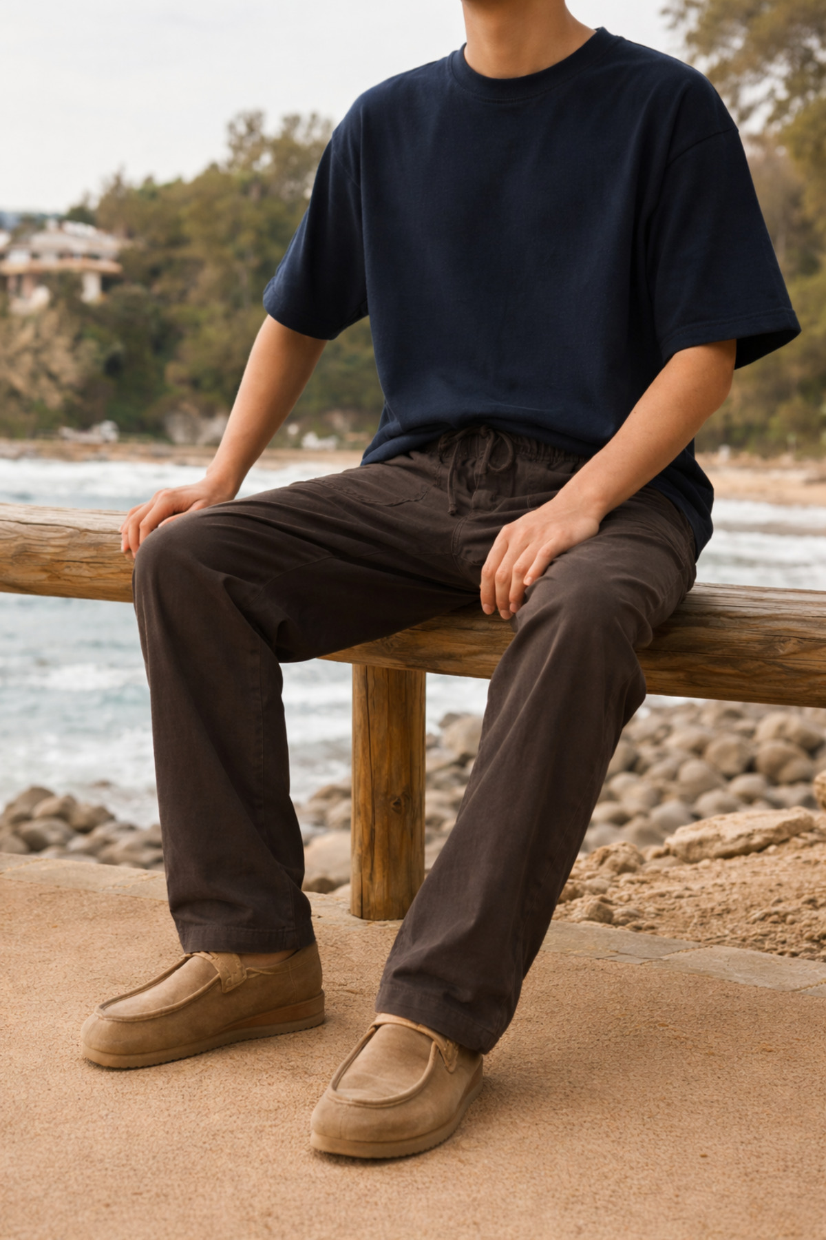 Erkek Relax Fit Yazlık Salaş K.Kahverengi Keten Pantolon 4