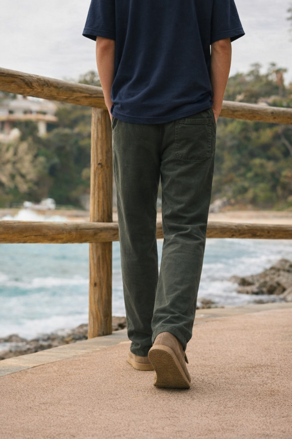 Erkek Relax Fit Yazlık Salaş K.Haki Keten Pantolon 6