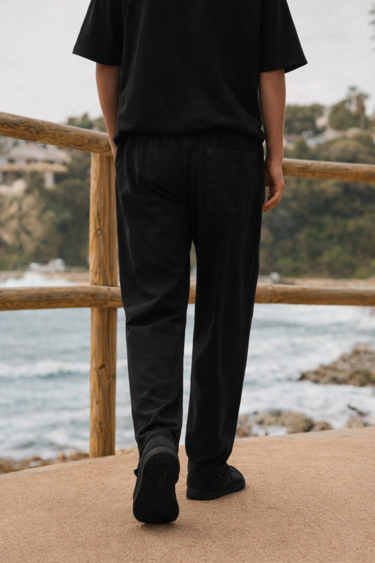 Erkek Relax Fit Yazlık Salaş K.Siyah Keten Pantolon 6