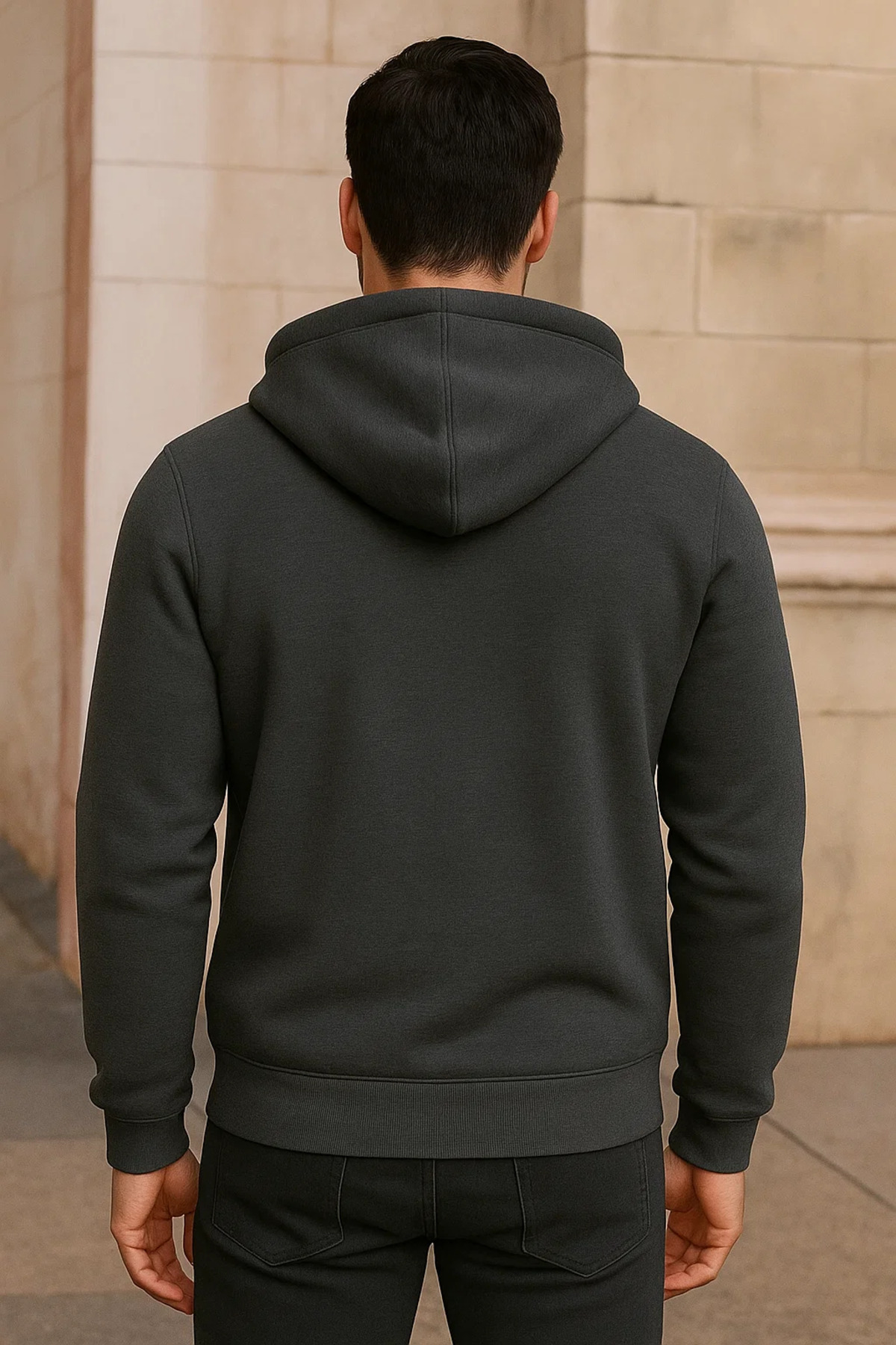 Erkek Kışlık Cepli Antrasit Oversize Sweatshirt 6