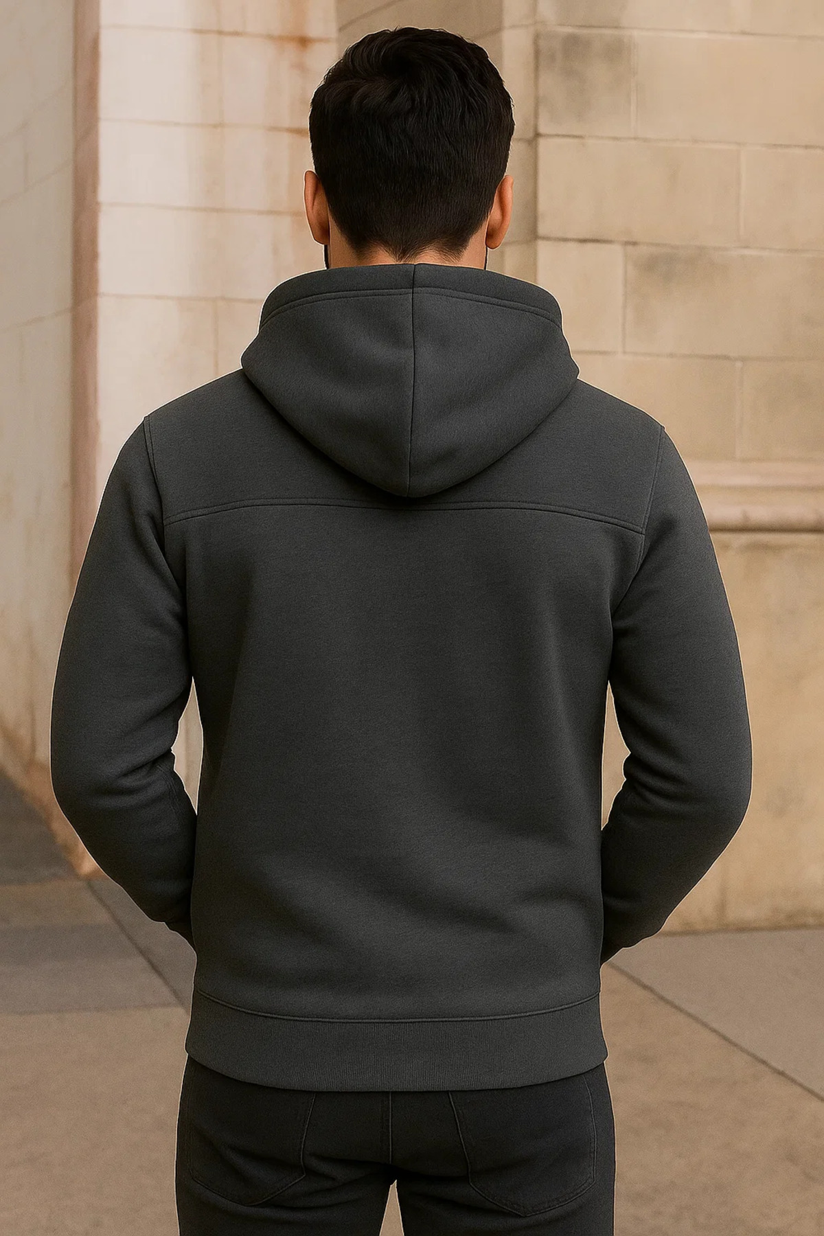Erkek Kışlık Cepli Antrasit Oversize Sweatshirt 5