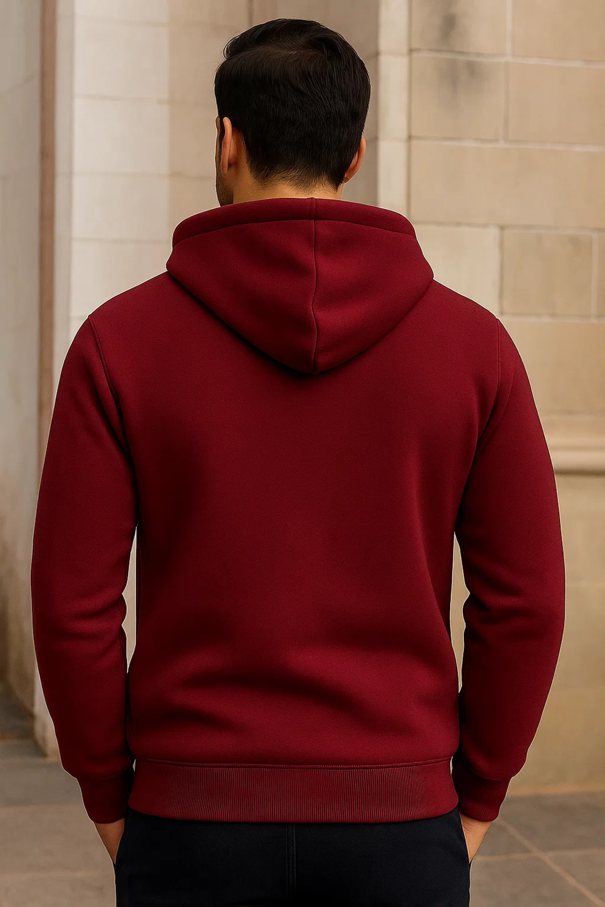 Erkek Kışlık Cepli Bordo Oversize Sweatshirt 6