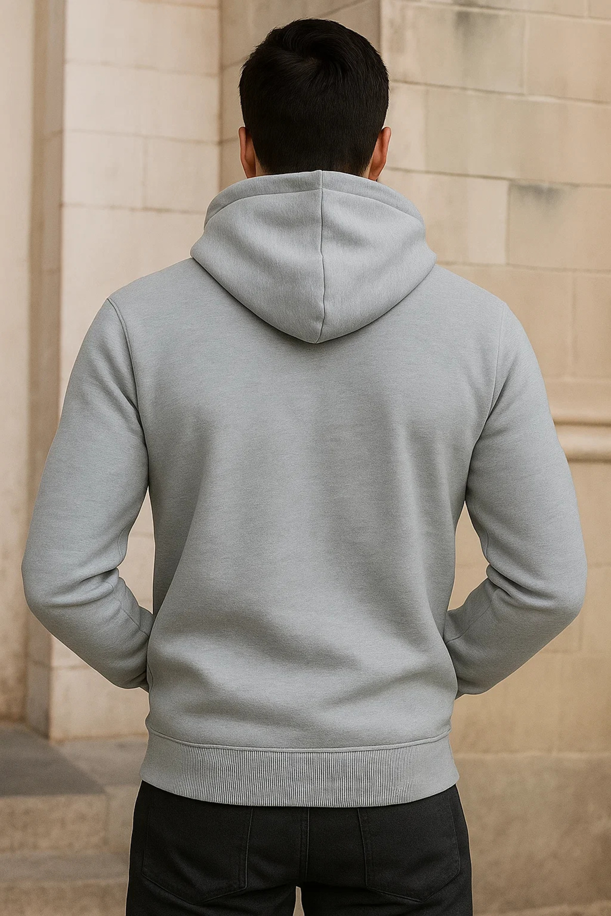 Erkek Kışlık Cepli Gri Oversize Sweatshirt 5