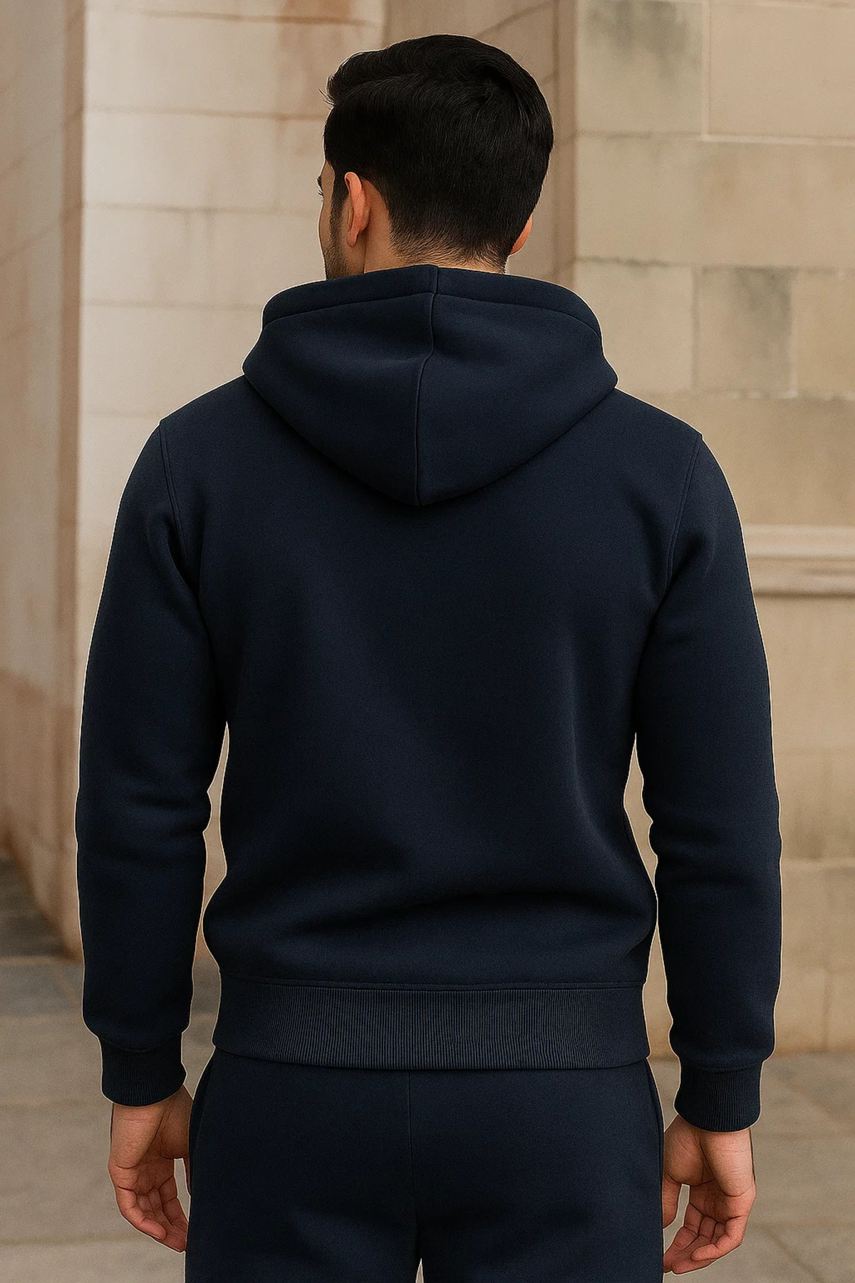 Erkek Kışlık Cepli Lacivert Oversize Sweatshirt 5