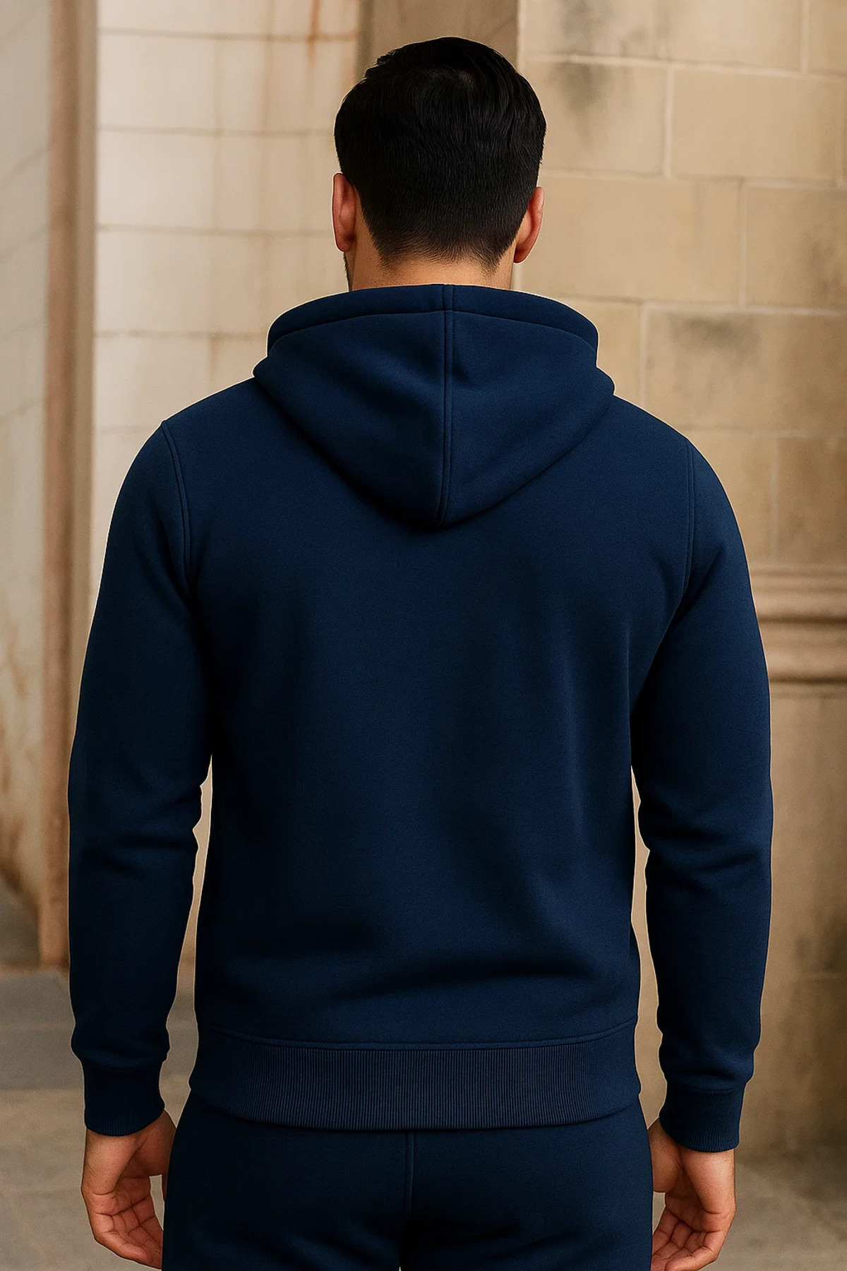 Erkek Kışlık Cepli Mavi Oversize Sweatshirt 6