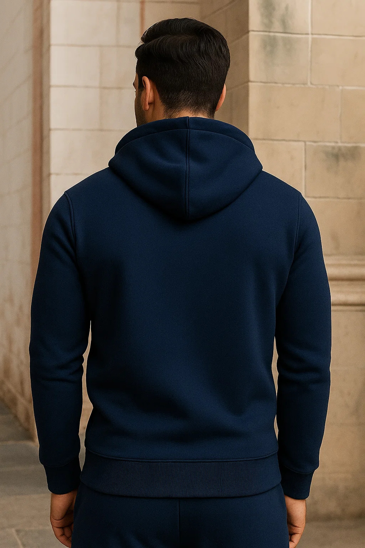 Erkek Kışlık Cepli Mavi Oversize Sweatshirt 5