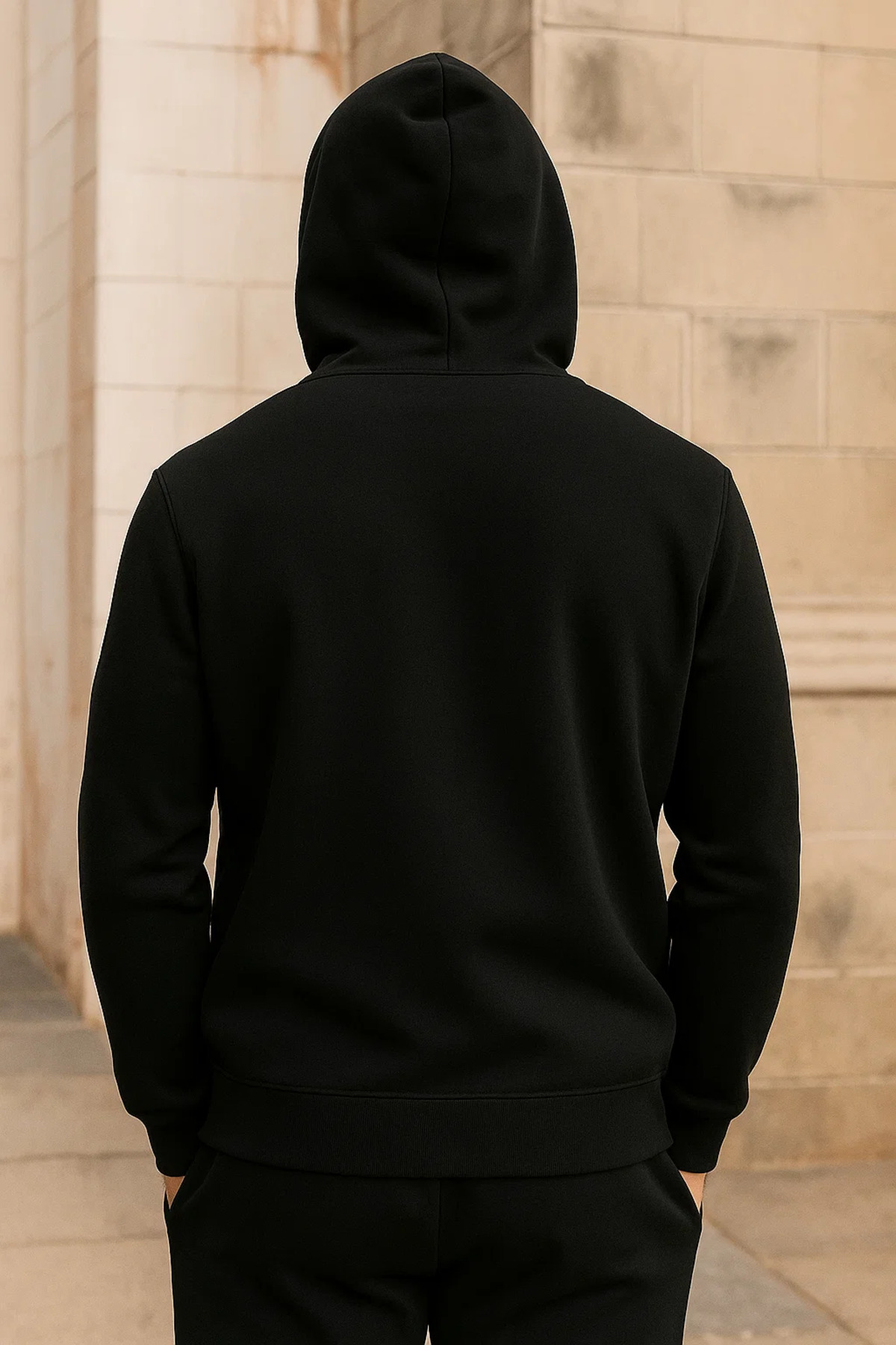 Erkek Kışlık Cepli Siyah Oversize Sweatshirt 6