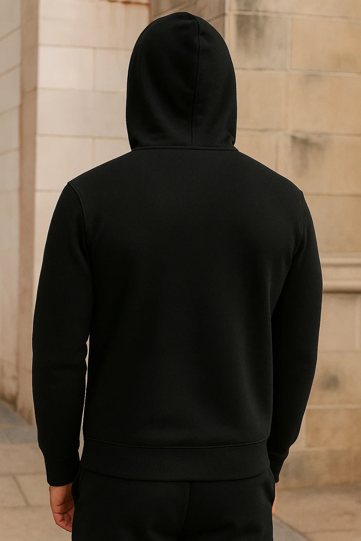 Erkek Kışlık Cepli Siyah Oversize Sweatshirt 5