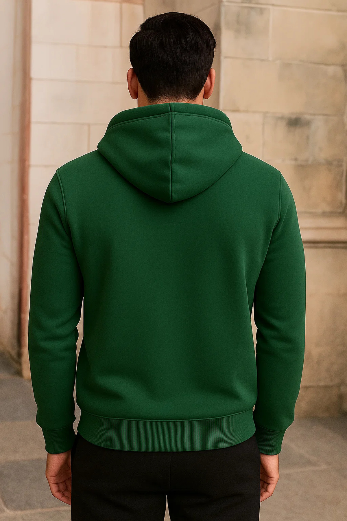 Erkek Kışlık Cepli Yeşil Oversize Sweatshirt 6