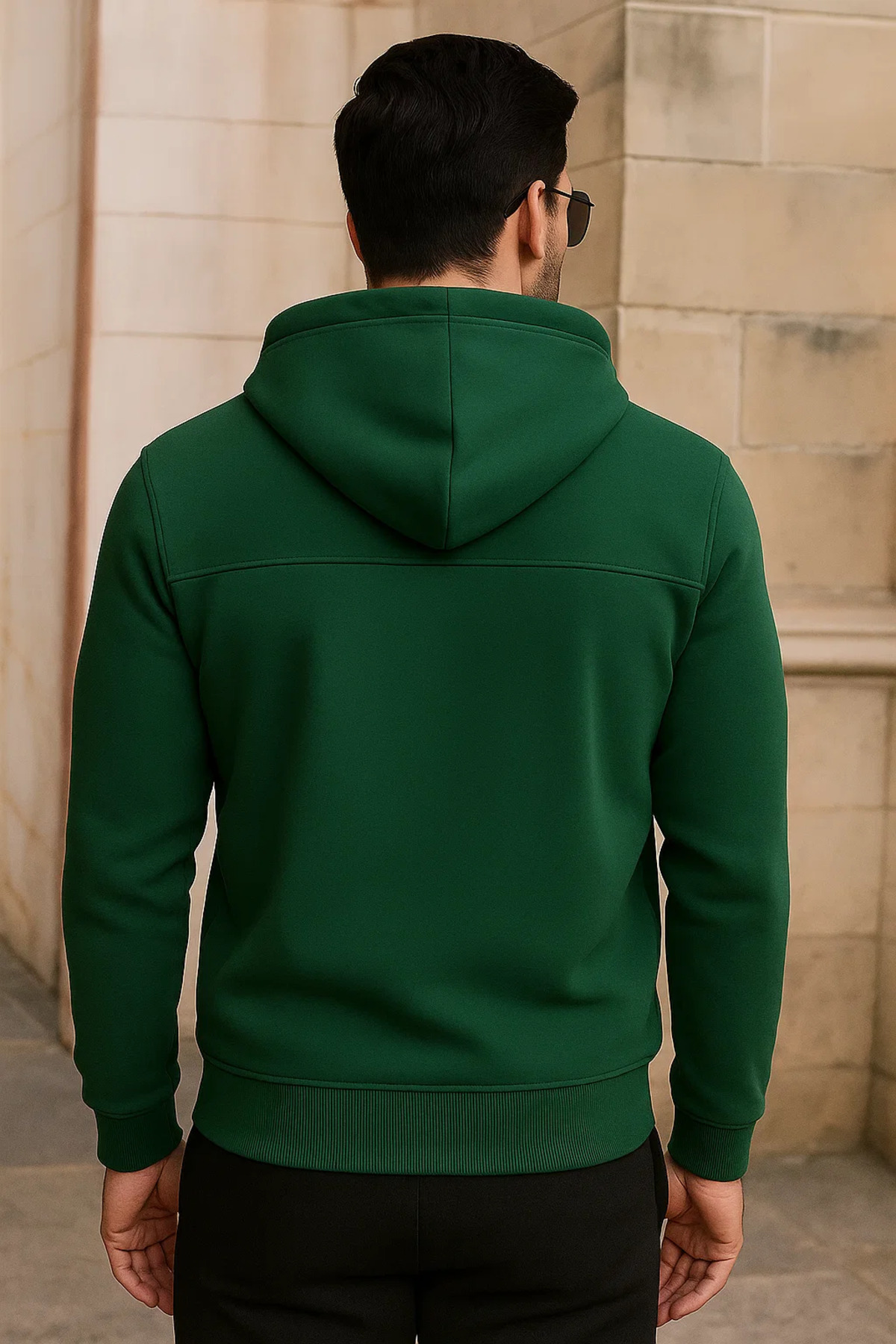Erkek Kışlık Cepli Yeşil Oversize Sweatshirt 5