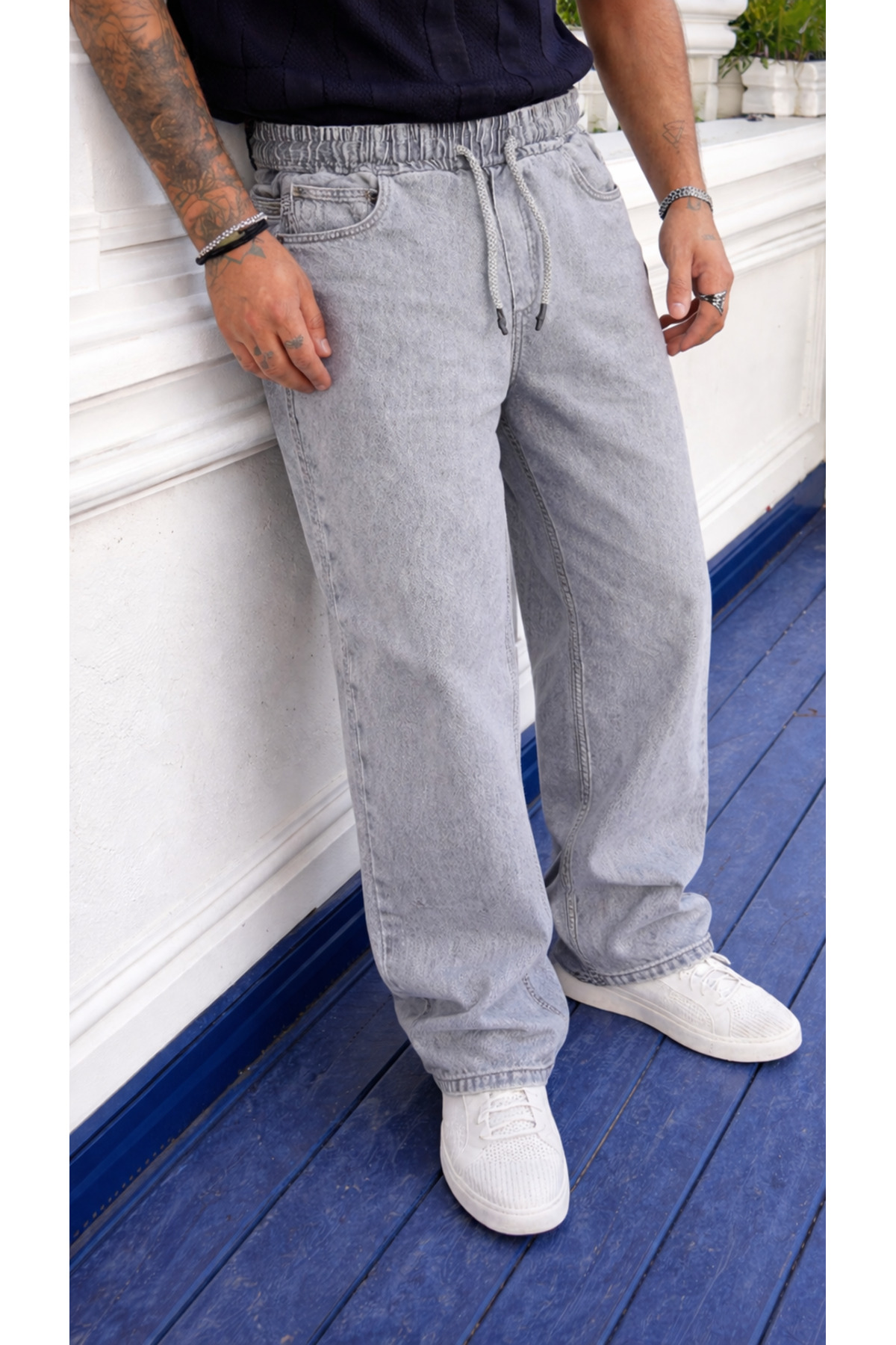 Erkek Jogger Premium Comfort Gri Baggy Pantolon 4