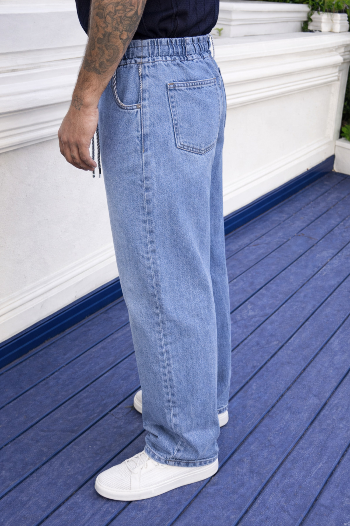Erkek Jogger Premium Comfort Mavi Baggy Pantolon 3