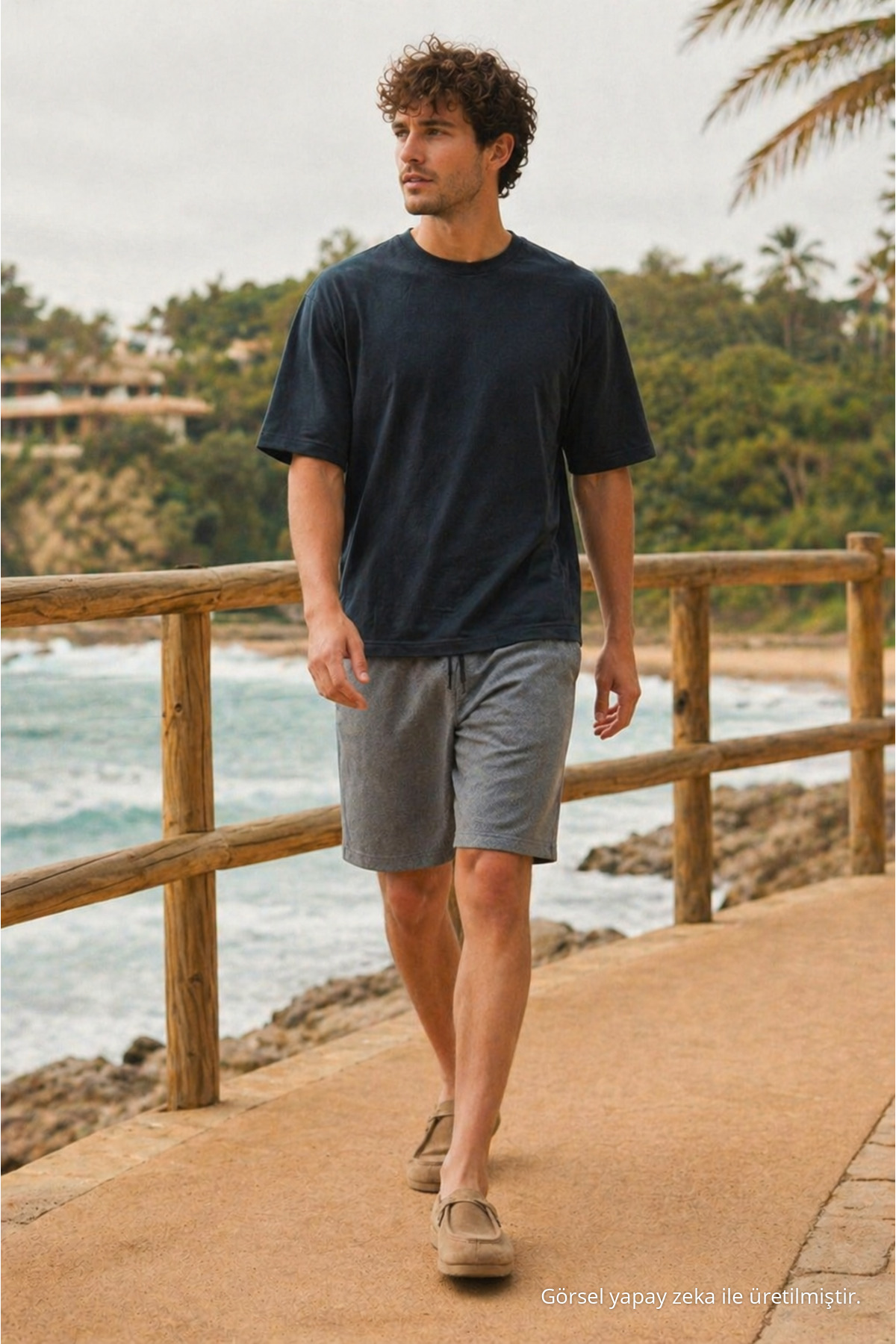 Erkek Trend Basic Jogger Bol Füme Kısa Şort 4