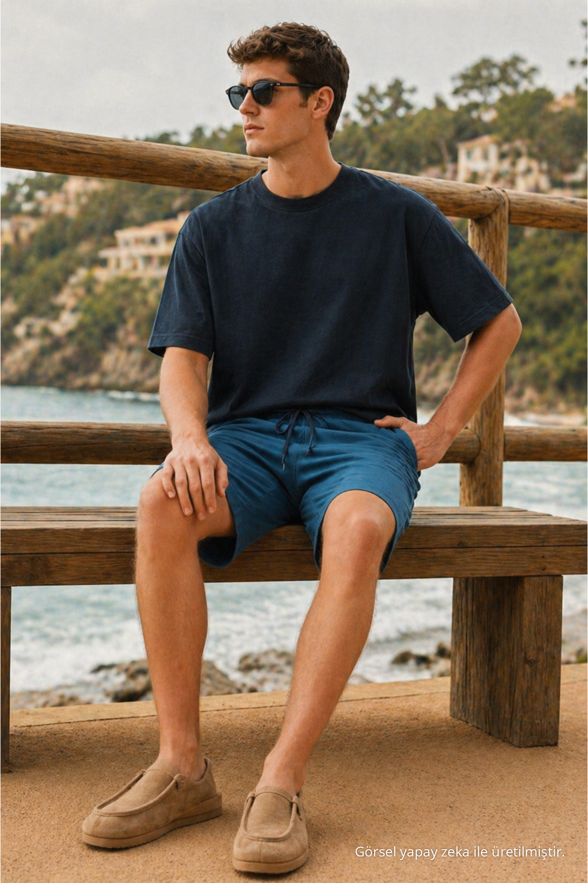 Erkek Trend Basic Jogger Bol İndigo Kısa Şort 5
