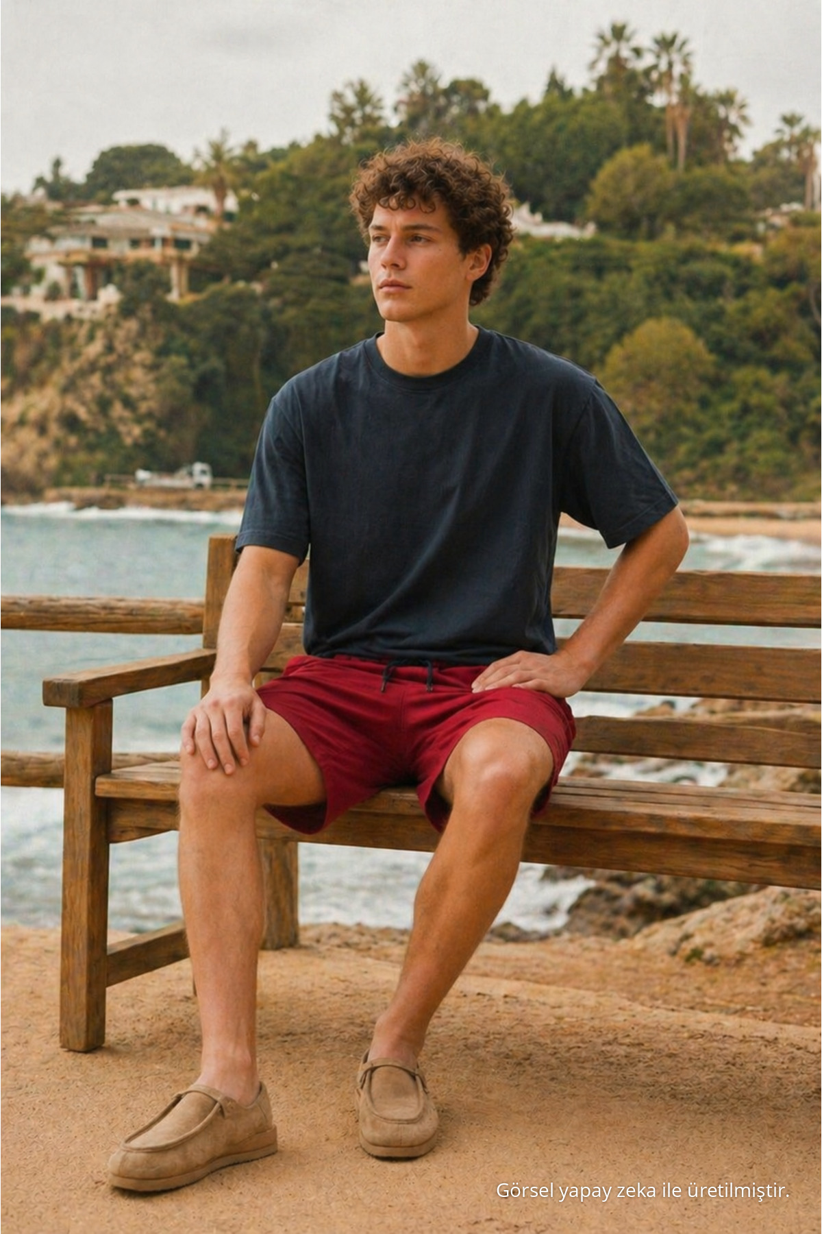 Erkek Trend Basic Jogger Bol Kırmızı Kısa Şort 5