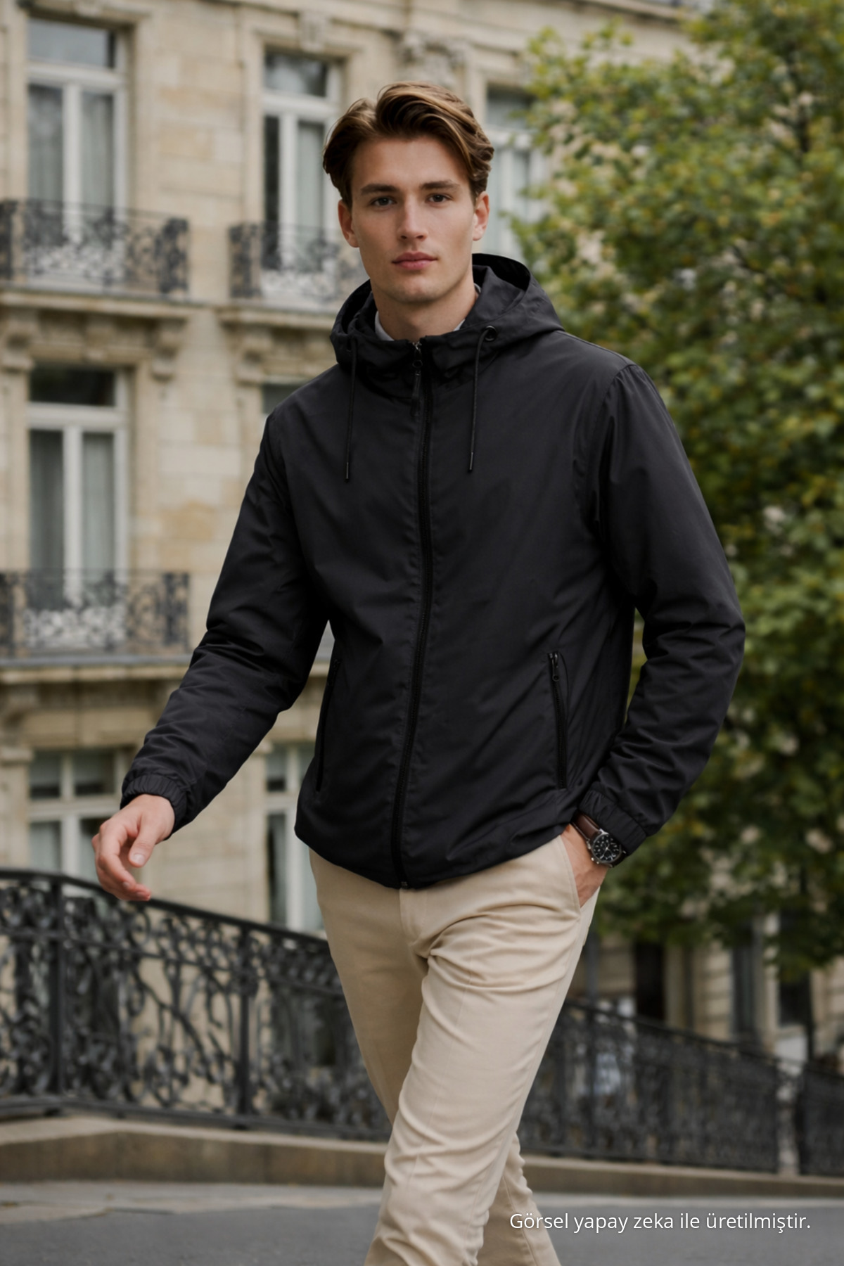 Erkek Günlük Premium Casual Astarlı Füme Yağmurluk 5