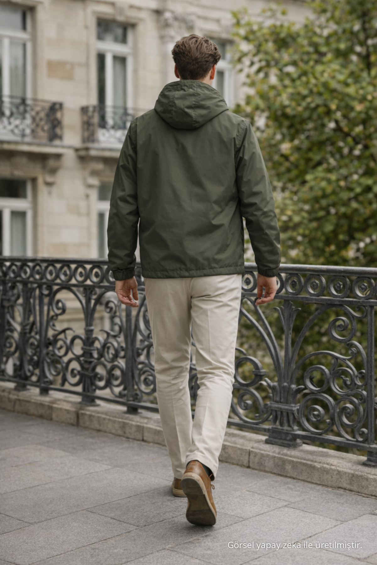 Erkek Günlük Premium Casual Astarlı Haki Yağmurluk 6