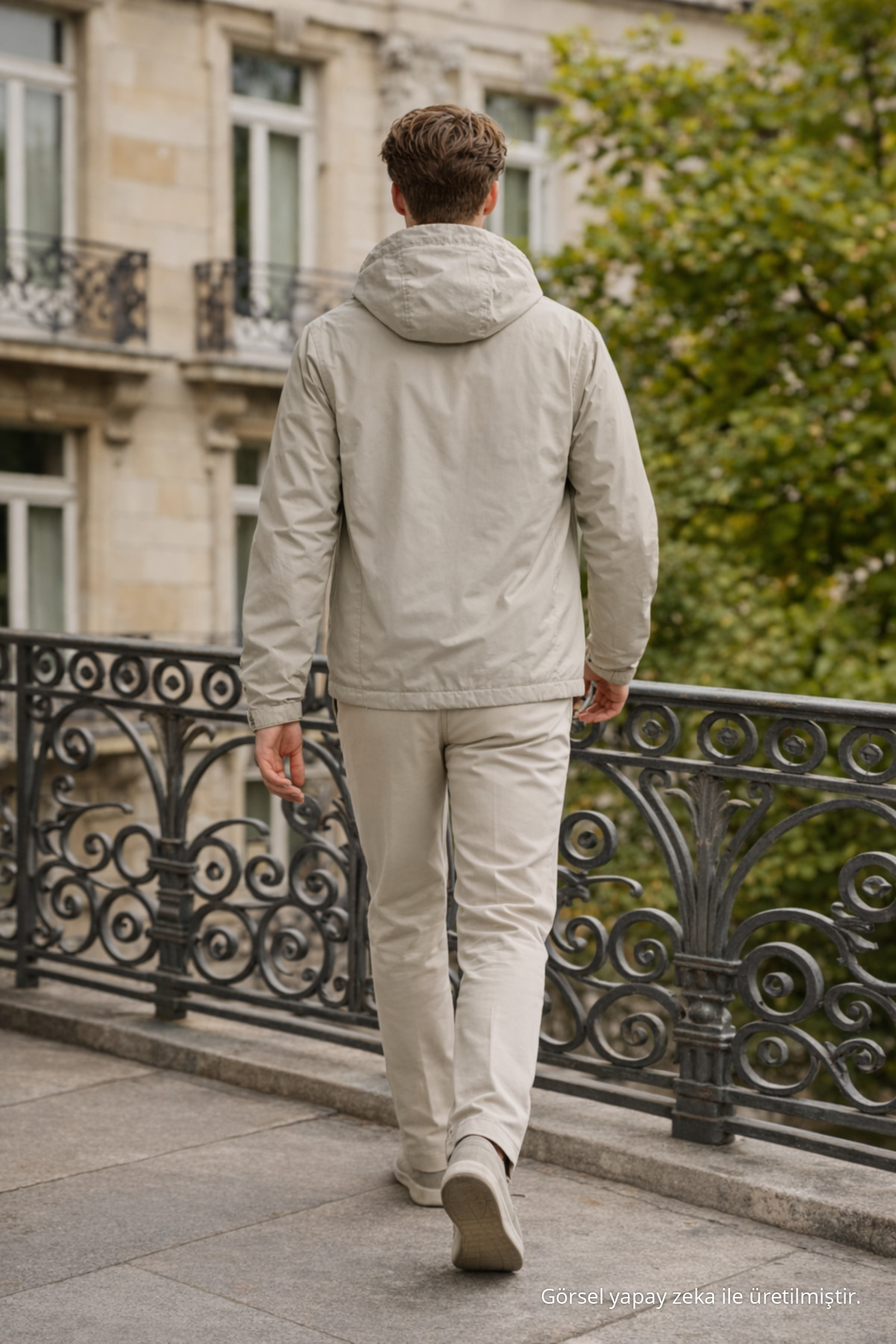 Erkek Günlük Premium Casual Astarlı Krem Yağmurluk 6