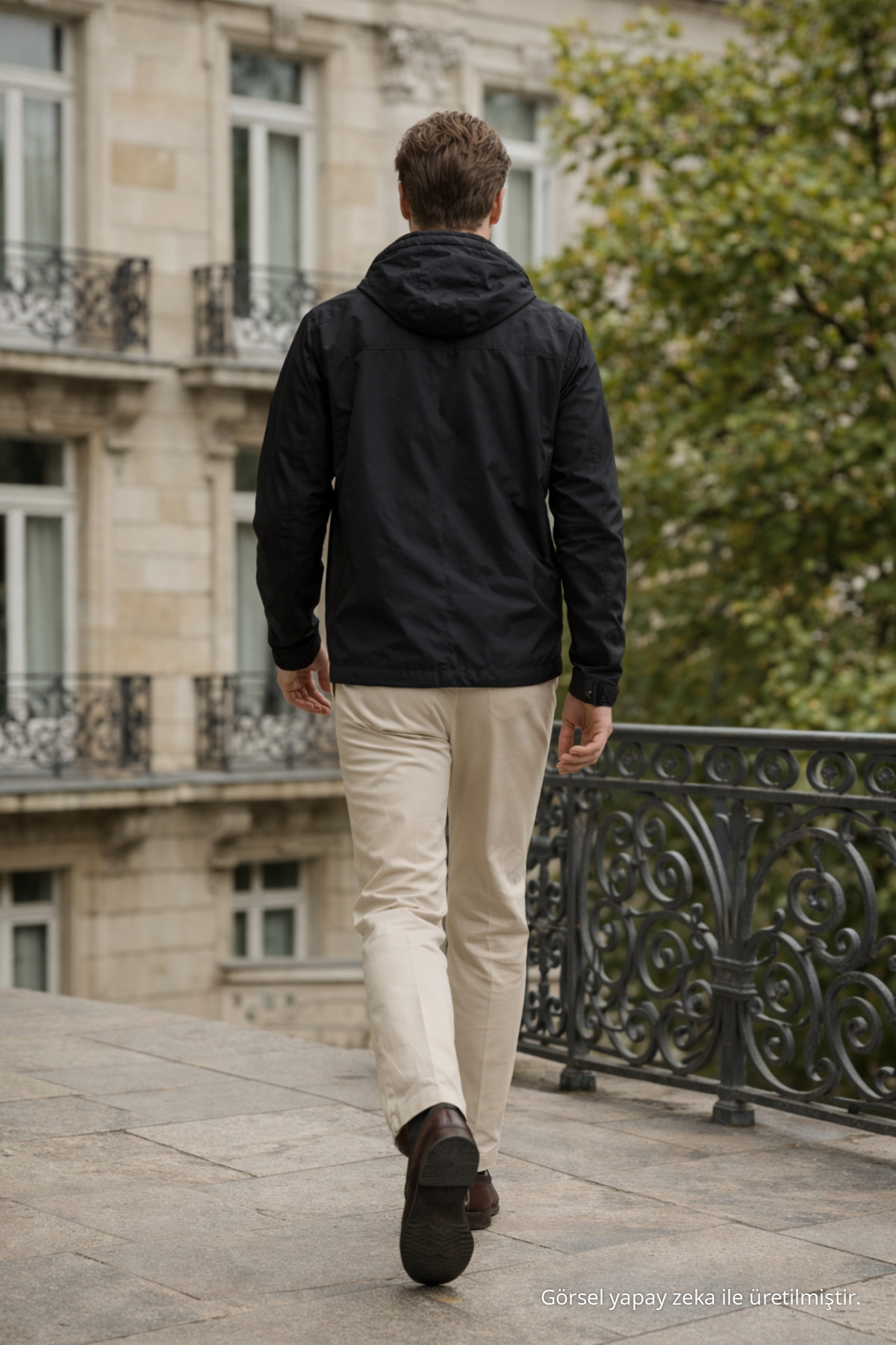 Erkek Günlük Premium Casual Astarlı Siyah Yağmurluk 7