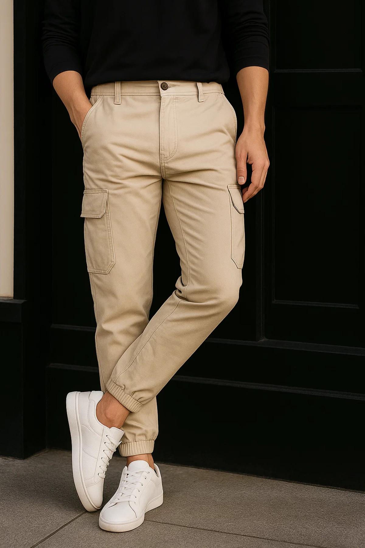 Erkek Günlük Trend Lastikli Taş Kargo Pantolon 3