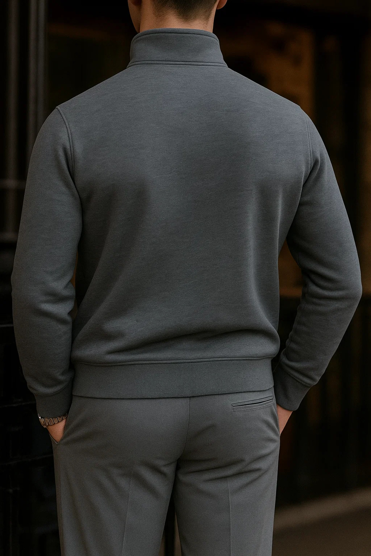 Erkek Premium Kışlık Antrasit Fermuarlı Sweatshirt 5