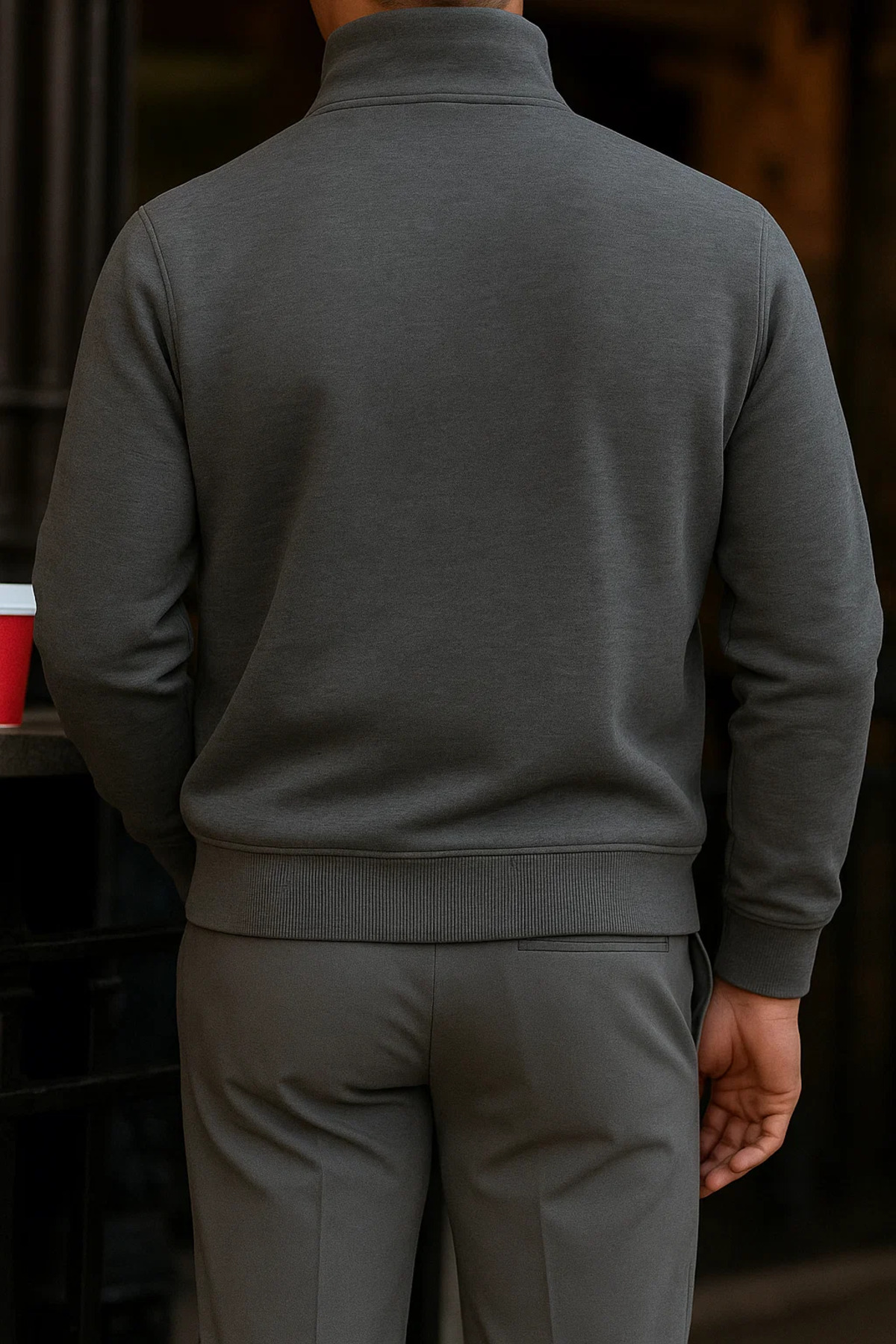 Erkek Premium Kışlık Antrasit Fermuarlı Sweatshirt 6