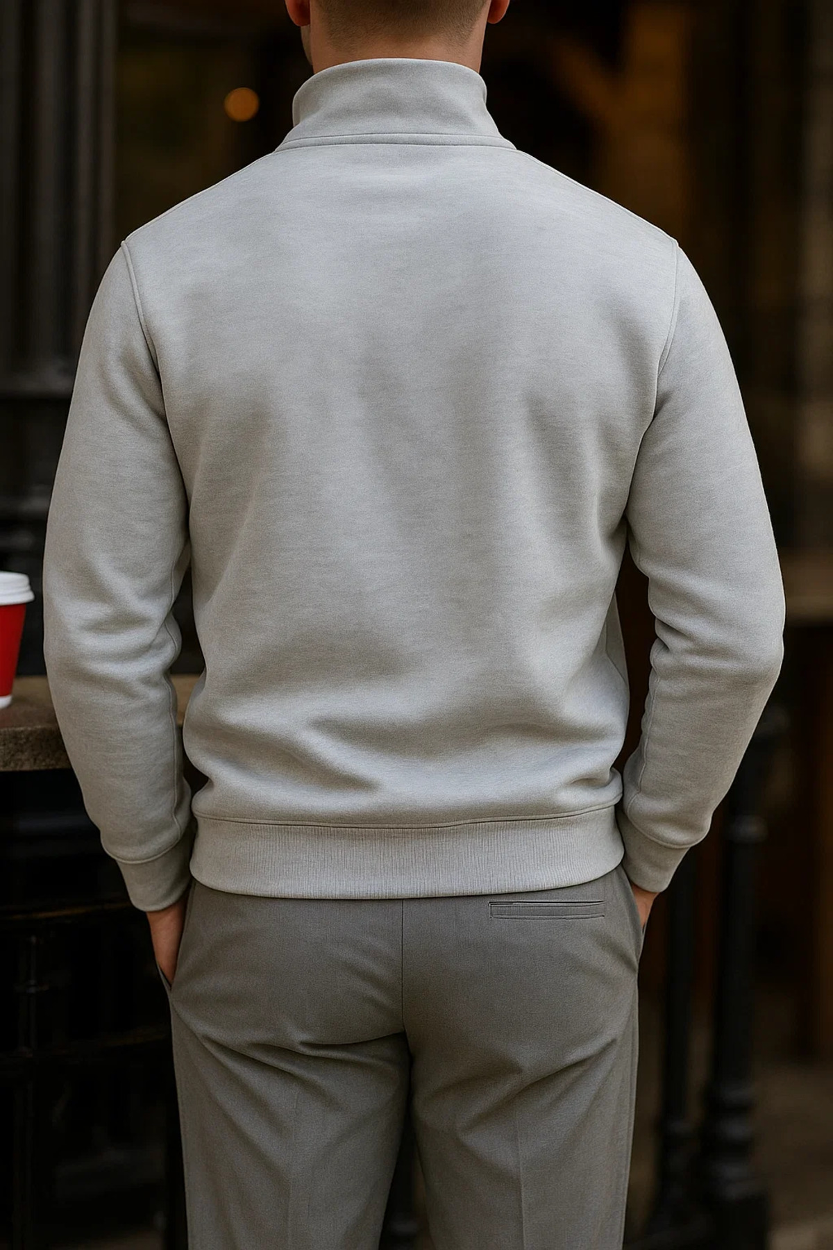 Erkek Premium Kışlık Gri Fermuarlı Sweatshirt 6