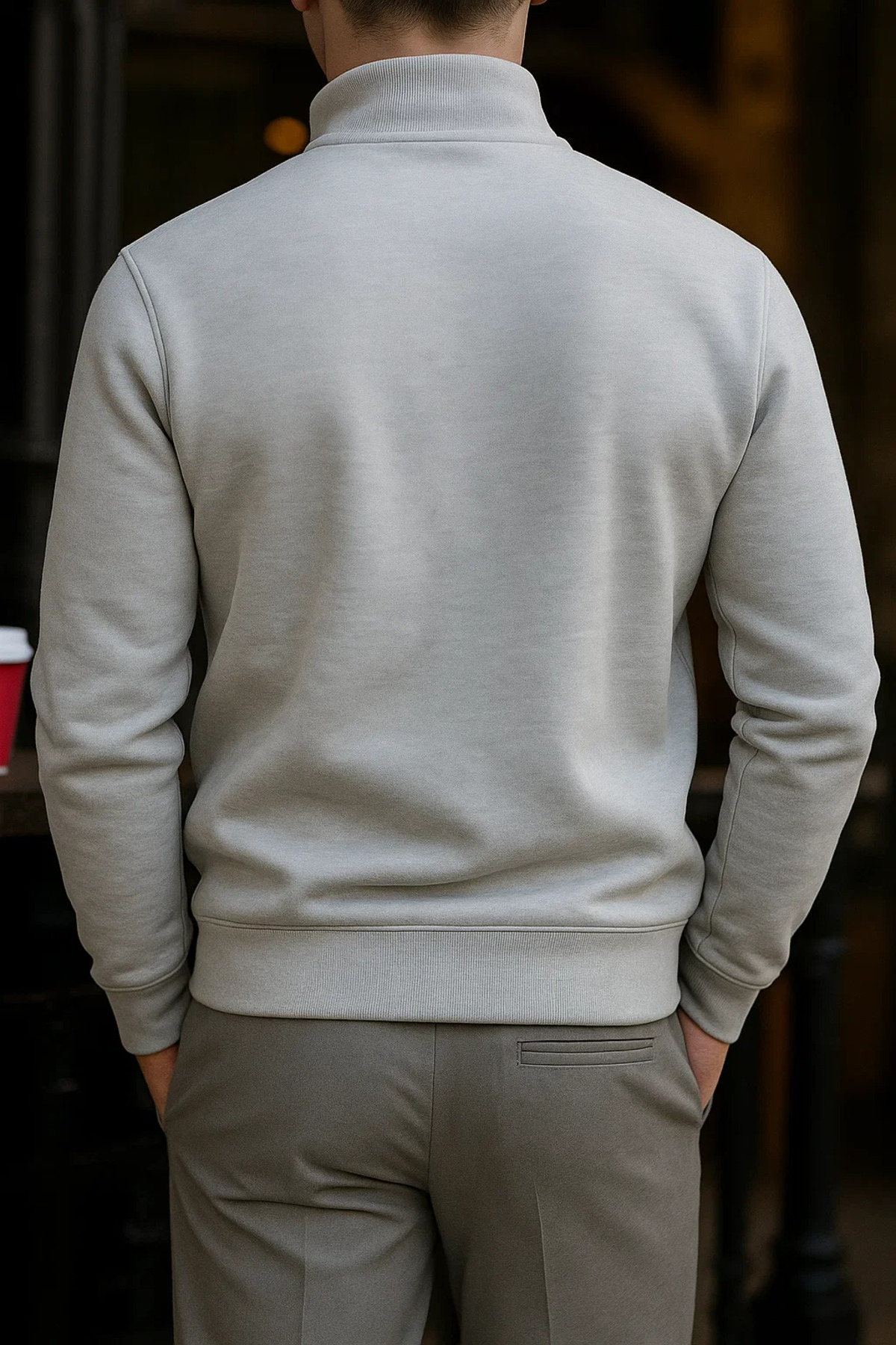 Erkek Premium Kışlık Gri Fermuarlı Sweatshirt 5