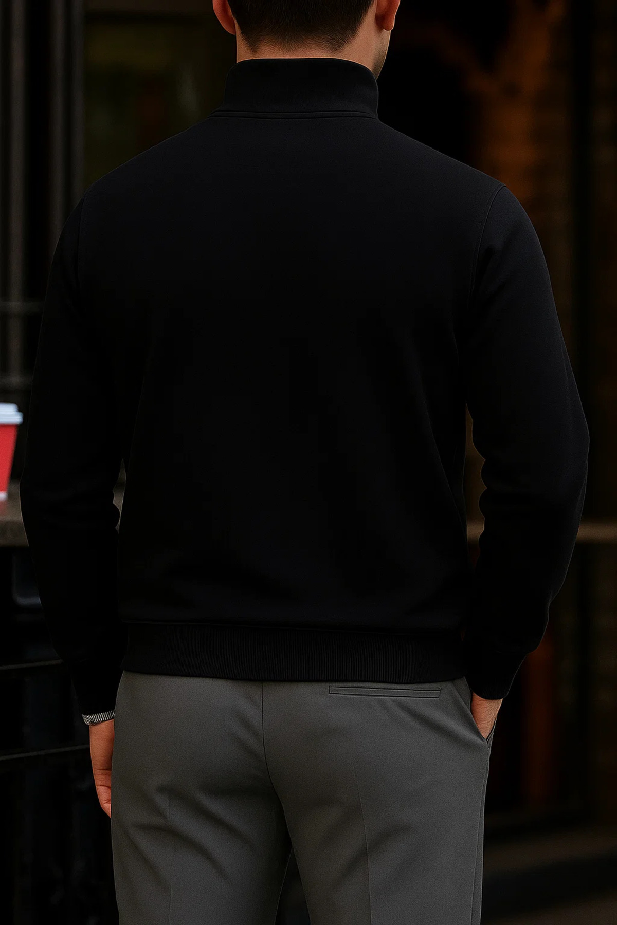 Erkek Premium Kışlık Siyah Fermuarlı Sweatshirt 5