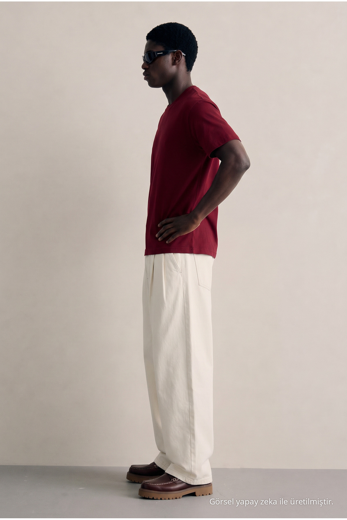 Erkek Regular Bisiklet Yaka Pamuklu Basic Bordo Tişört 6